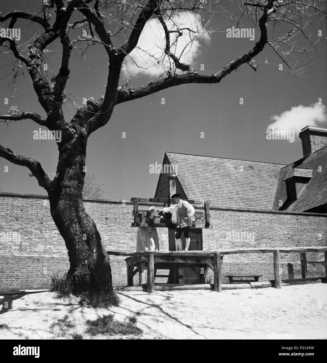 COLONIAL WILLIAMSBURG. /nA reconstruction of the Public Gaol in Williamsburg, Virginia, c1700. Photograph, c1965. Stock Photo