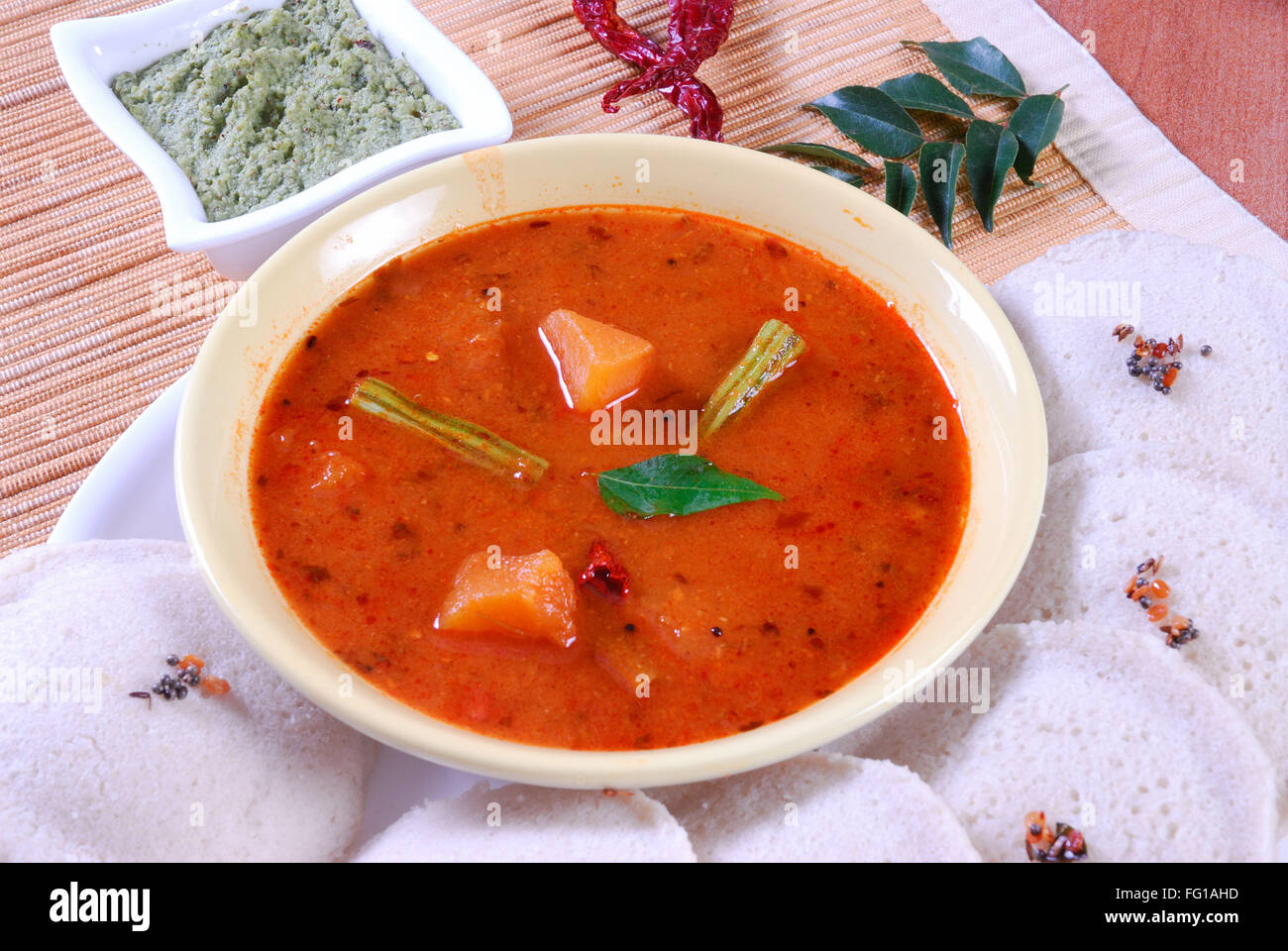 Vegetarian South Indian dish , sambar with vegetable served in bowl