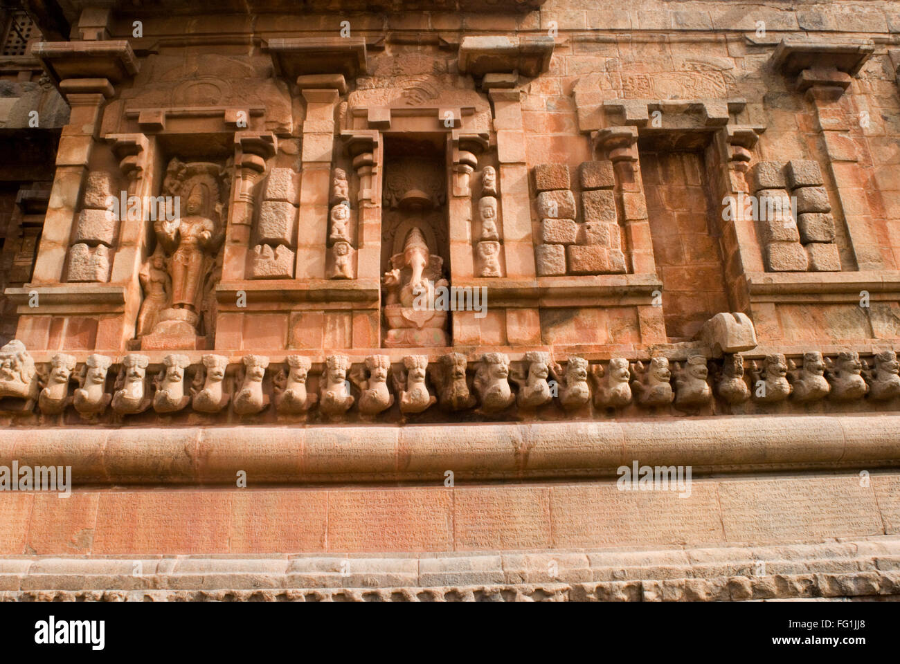 Carved Statues of God on outside wall of Brihadeshwara Temple called