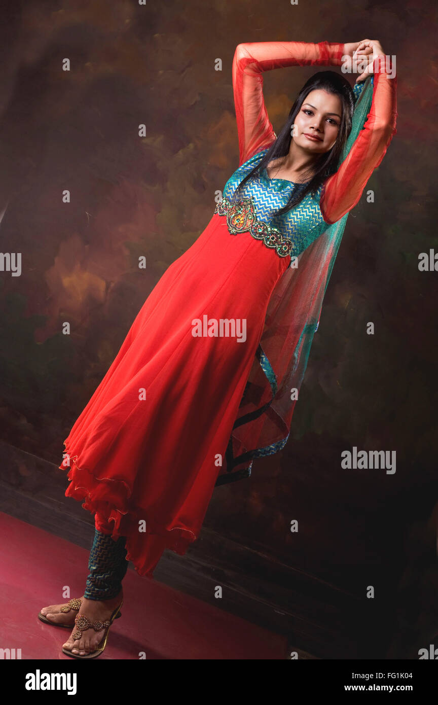 Lady in designer salwar kurta MR#746B Stock Photo - Alamy
