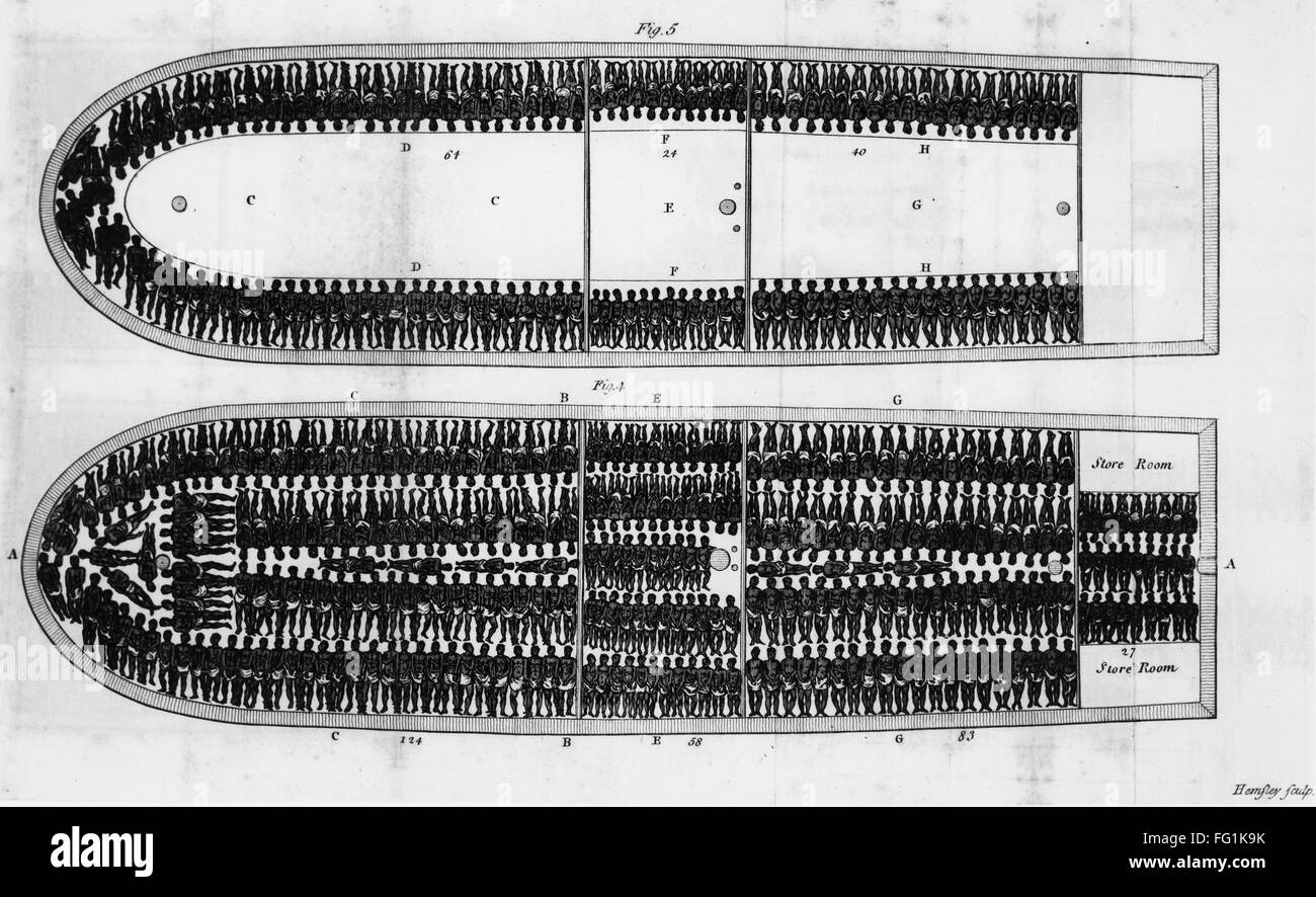 SLAVE SHIP, 19th CENTURY. /nDiagram of a slave ship. Engraving by