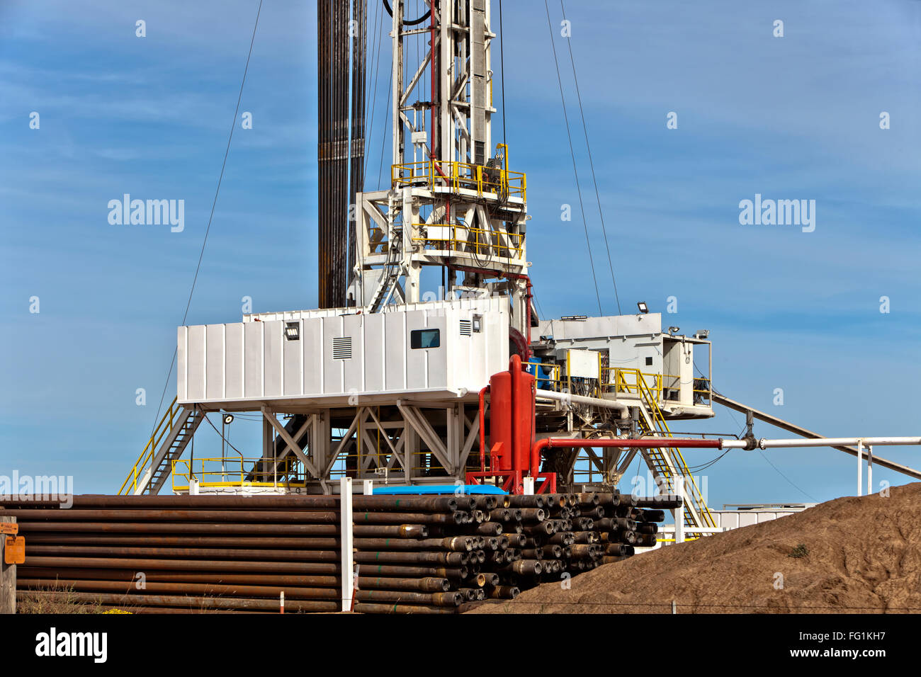 Platform with drilling pipe, Flex Drill Rig. Stock Photo