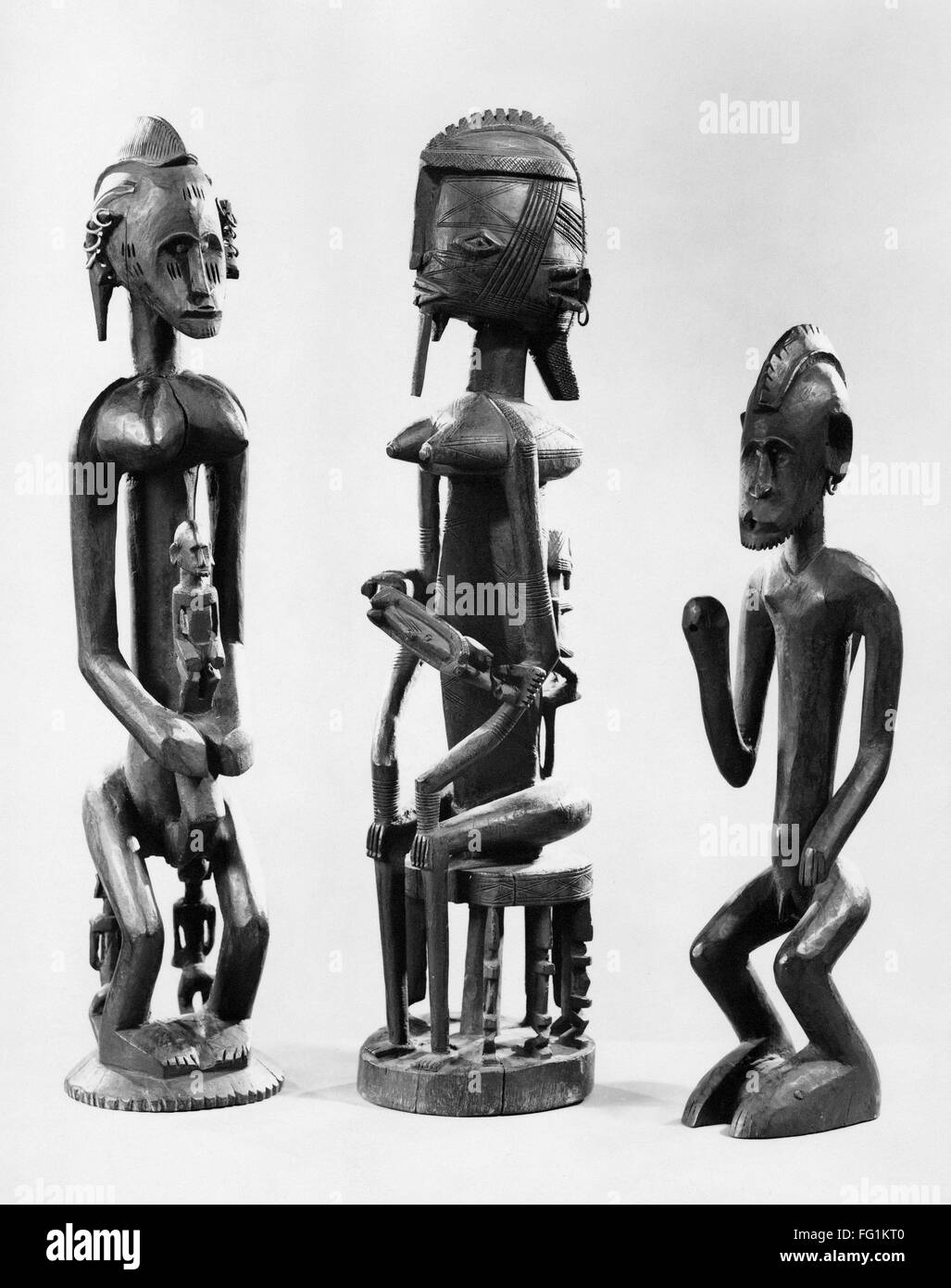 MALI DOGON SCULPTURES. /nCarved wooden figures made by the Dogon