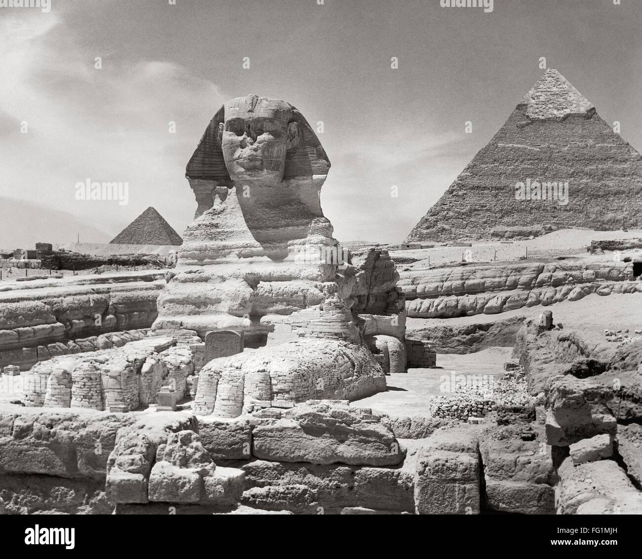 EGYPT: GREAT SPHINX. /nThe Great Sphinx, with the dream stele of King ...