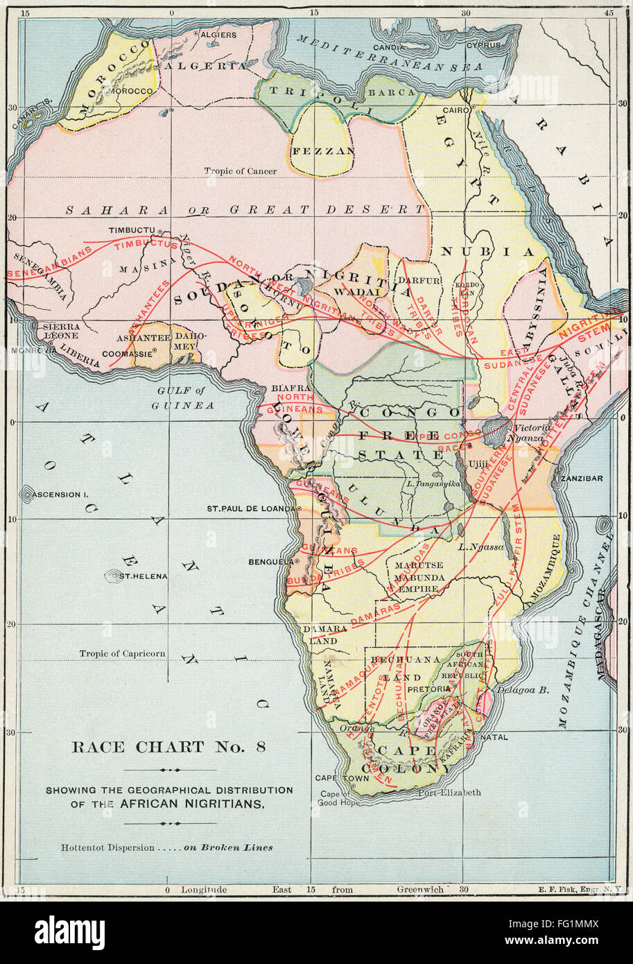 AFRICA: MAP, 1894. /n'Race Chart No. 8, Showing the Geographical