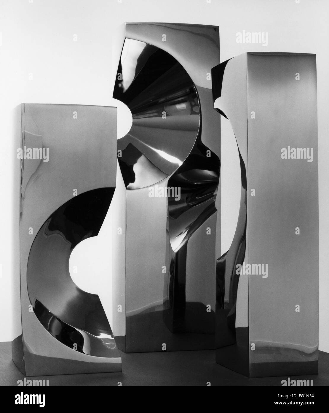 GUSSOW: THREE COLUMNS. /n'Three Columns.' Stainless steel sculpture by