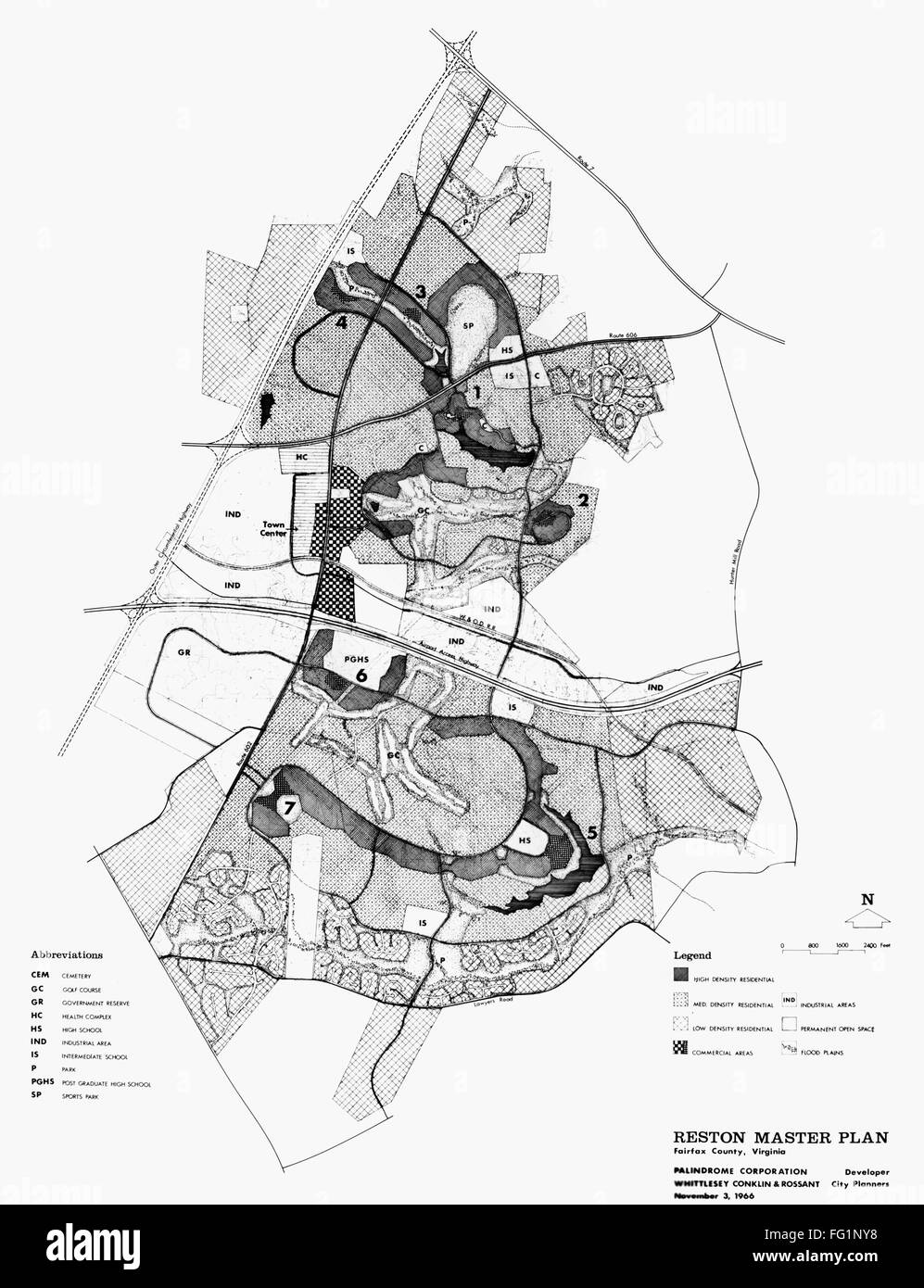 VIRGINIA: RESTON, 1966. /nMap of the planned community of Reston ...