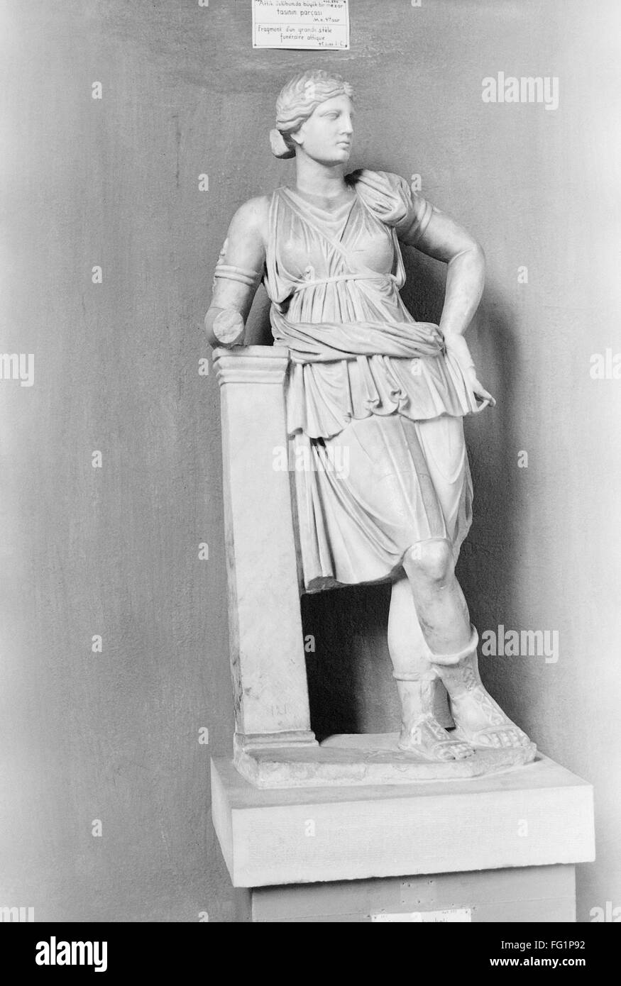 GREECE: ARTEMIS. /nAttic Greek funerary statue of the goddess, Artemis. Stock Photo