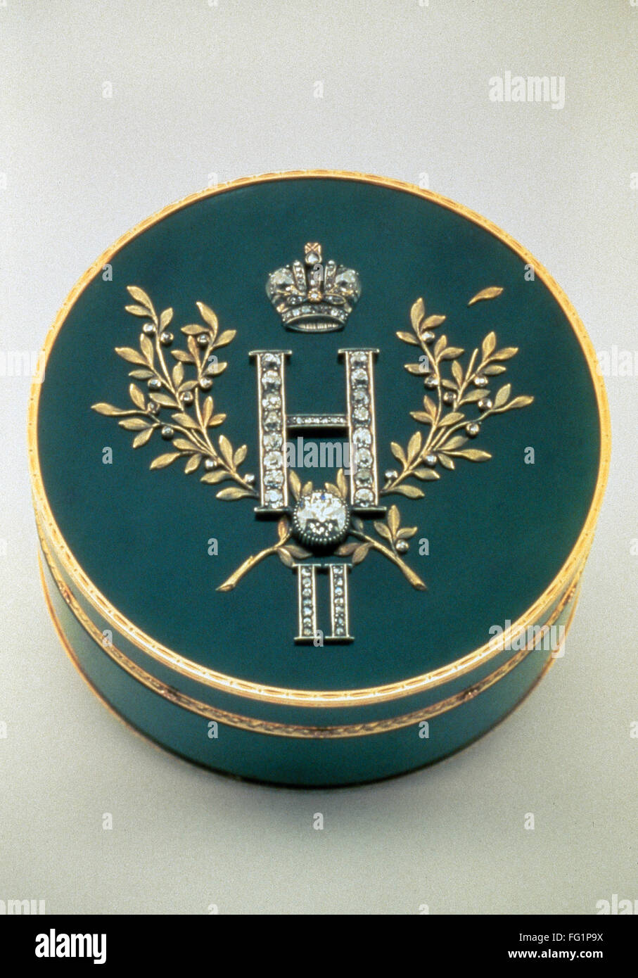 FABERGE BOX, c1900. /nFaberge presentation box with nephrite, gold ...