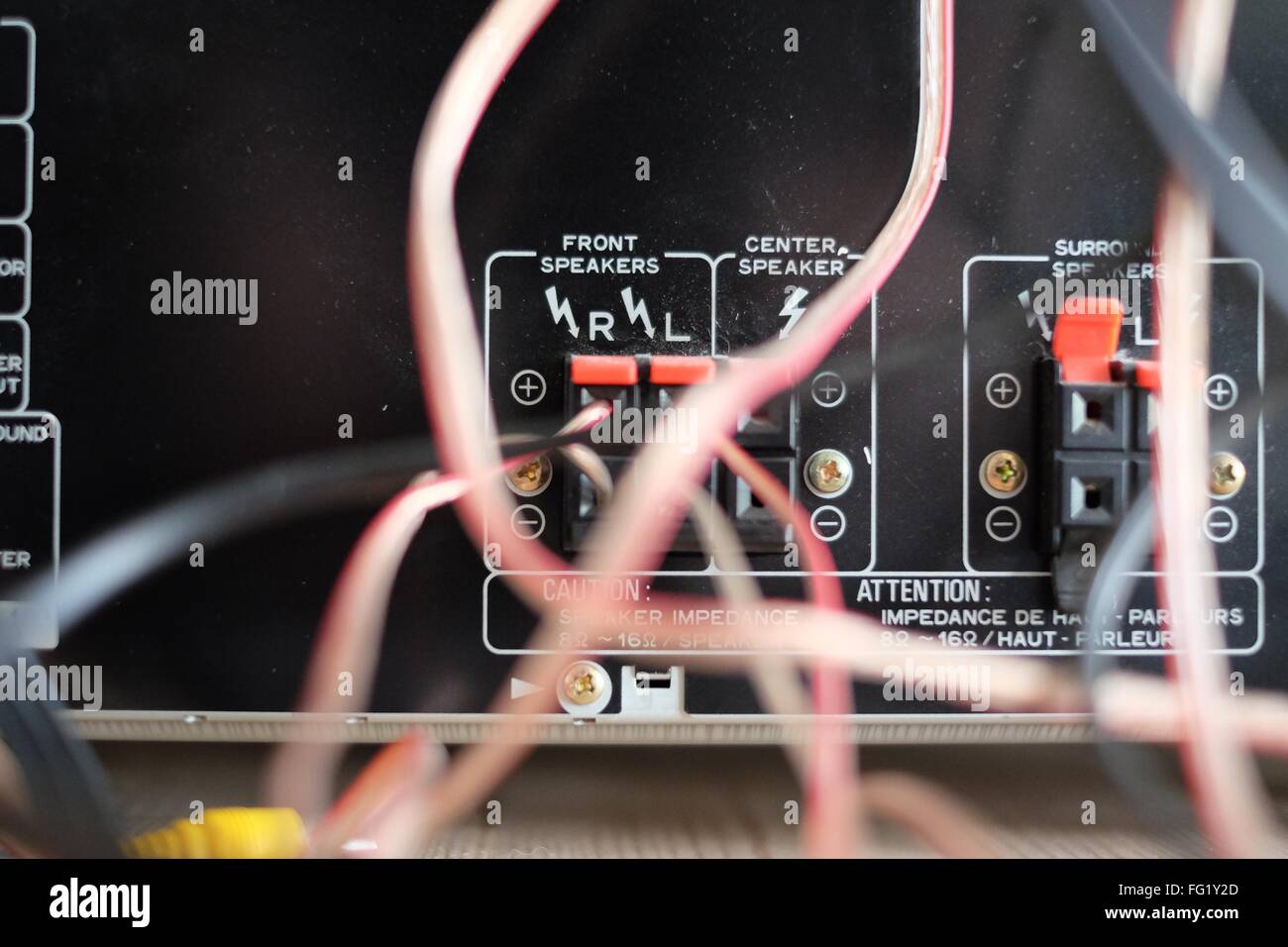 CloseUp Of Amplifier Wires Stock Photo Alamy