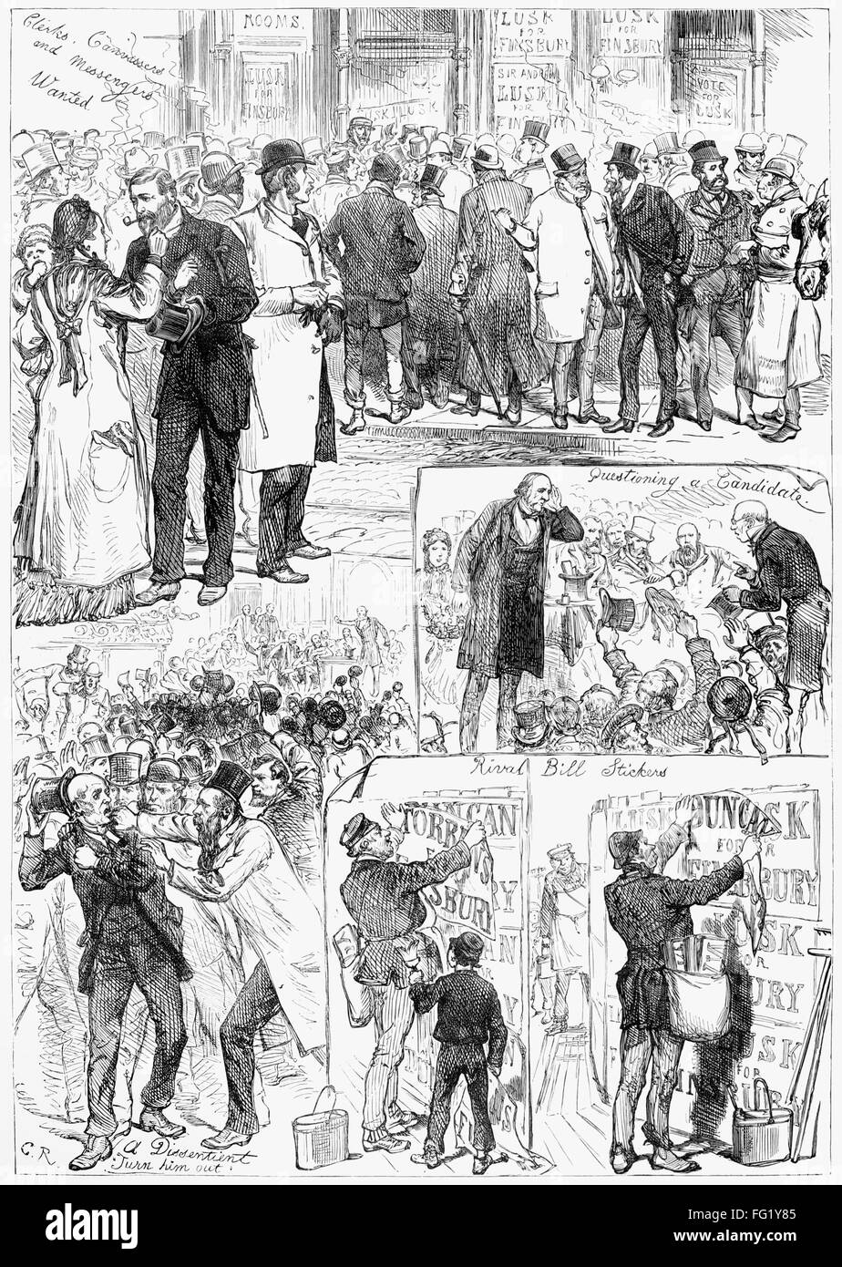ENGLAND: ELECTION, 1880. /n'Election sketches.' Engraving, 1880. Stock Photo