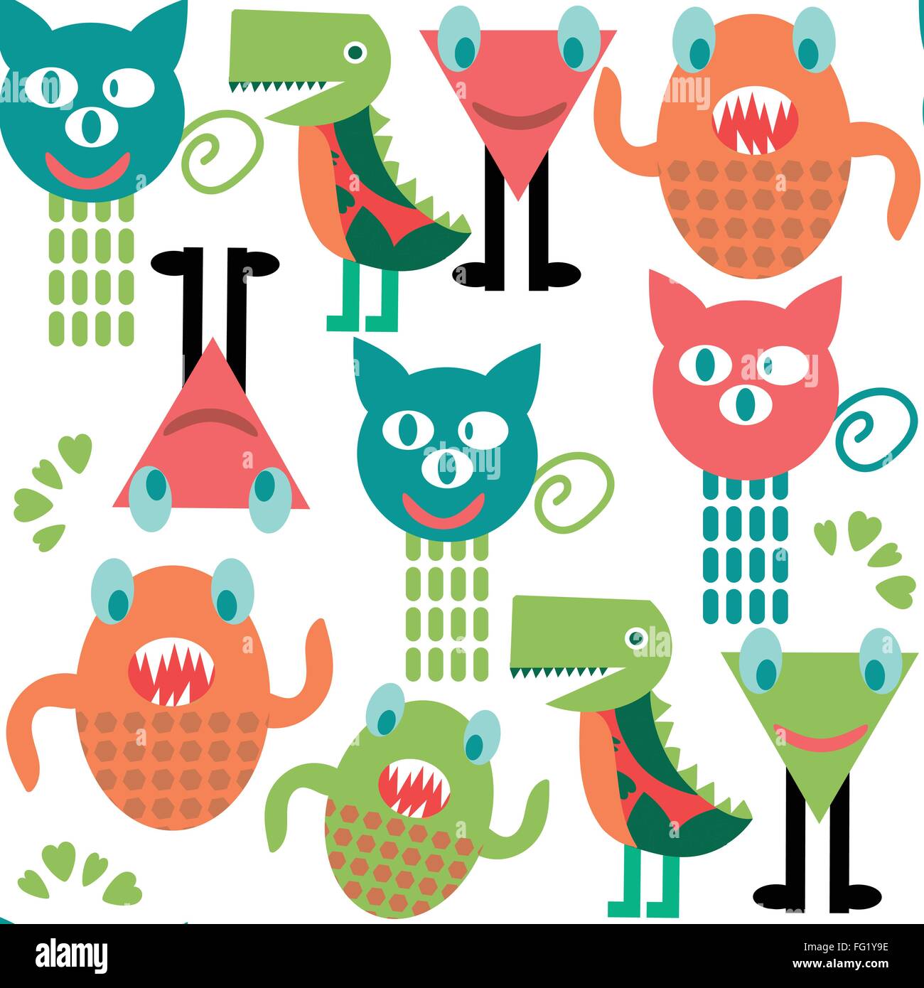 Abstract adorable monsters seamless pattern and seamless pattern in ...