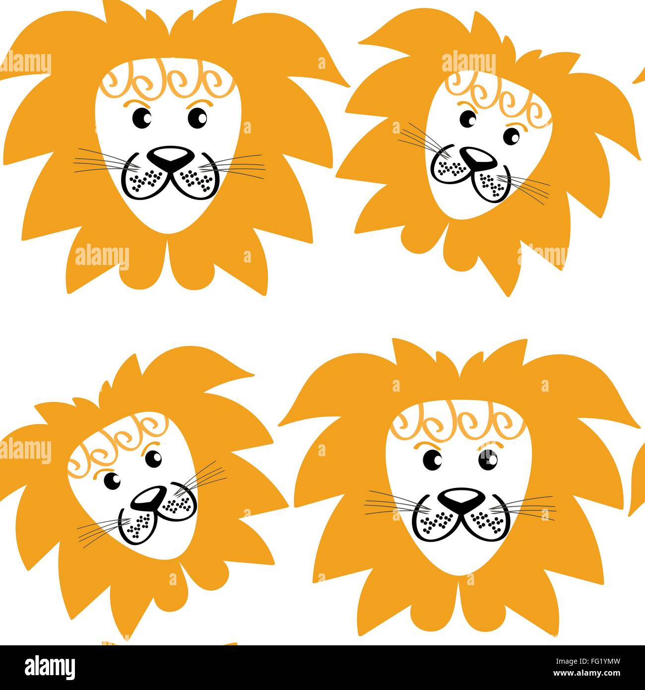 Abstract  cute lions  seamless pattern and seamless pattern in swatch menu, vector image Stock Vector