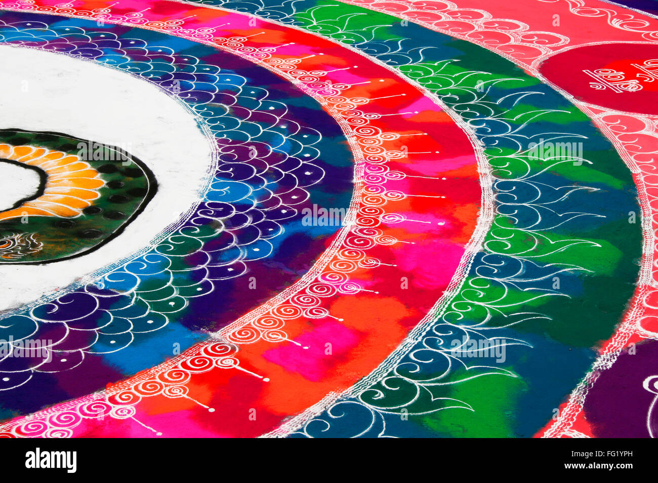 Rangoli square of cross roads depicting auspicious occasion , Pune , Maharashtra , India Stock Photo