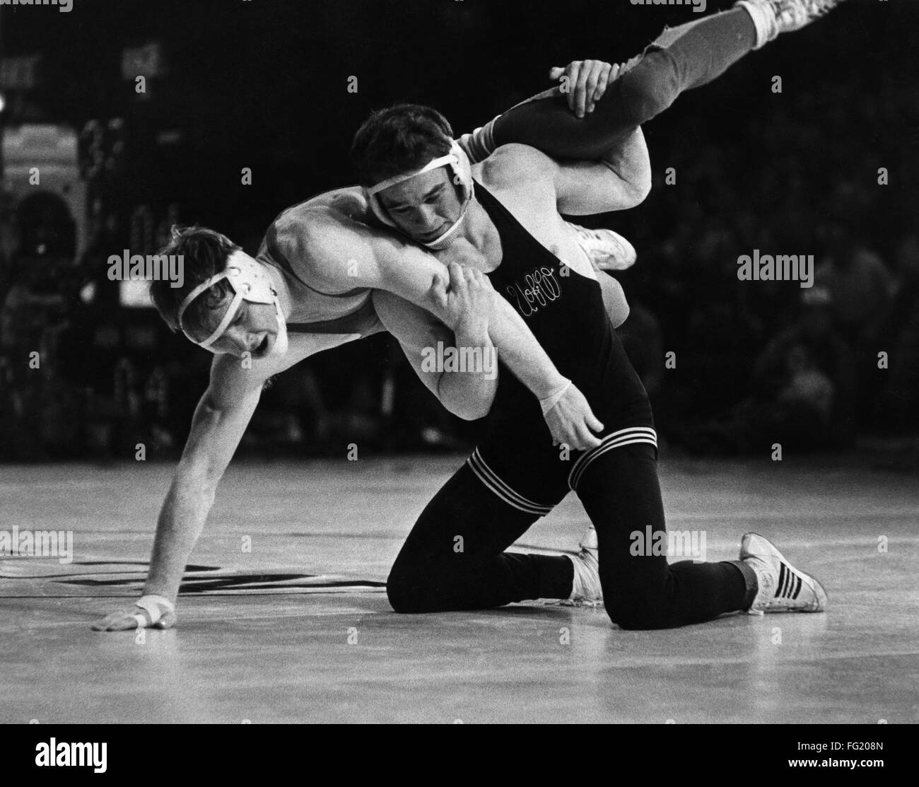 WRESTLING, 1970. /nDan Gable wrestling Larry Owens at the NCAA wrestling championships. Photograph, 1970. Stock Photo