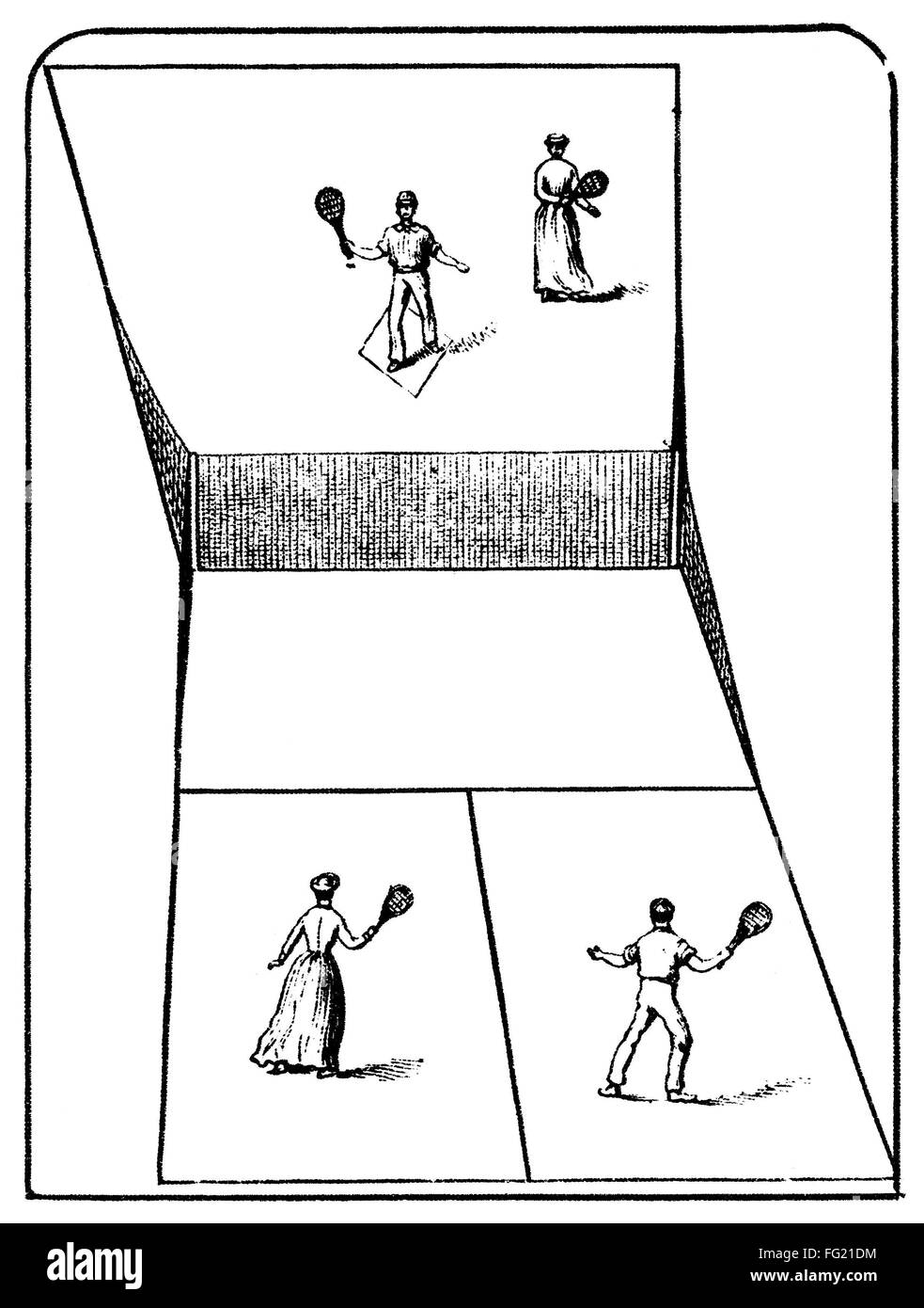 TENNIS SPHAIRISTIKE. /nDiagram of people playing sphairistike, a game