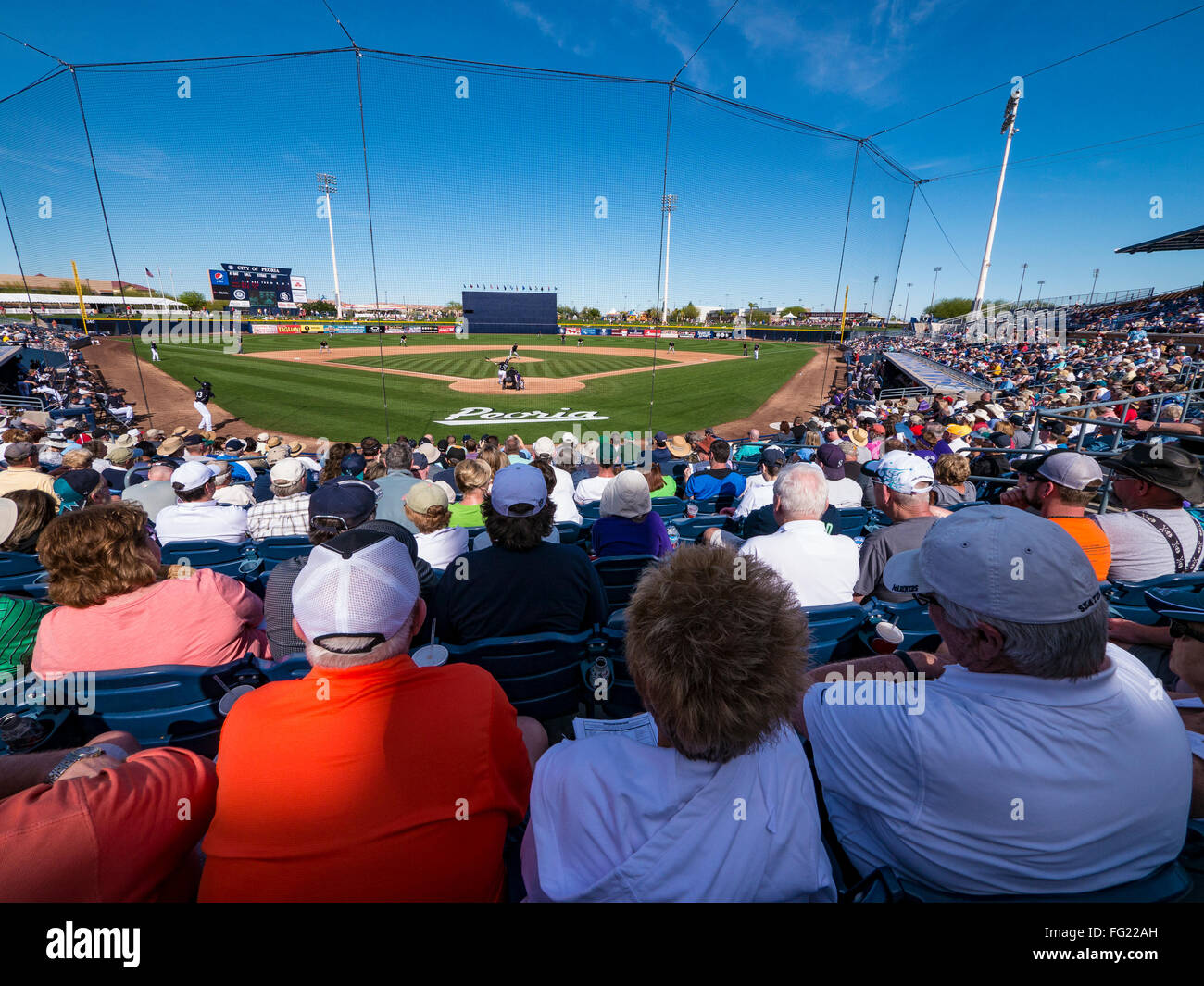 Spring training baseball game fans in the stands, Peoria Sports Complex