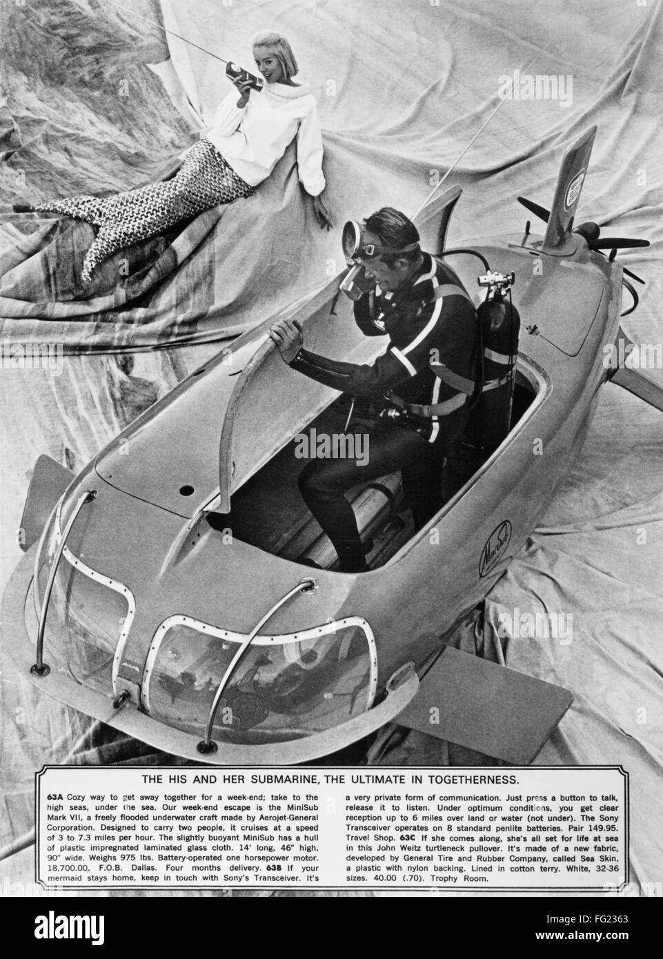 SUBMARINE AD, 1963. /nAdvertisement for a personal submarine, from the
