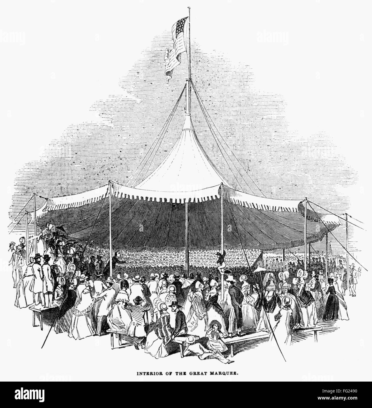 NEW YORK STATE FAIR, 1844. /n'Interior the Great Marquee.' Engraving, 1844 Stock Photo Alamy