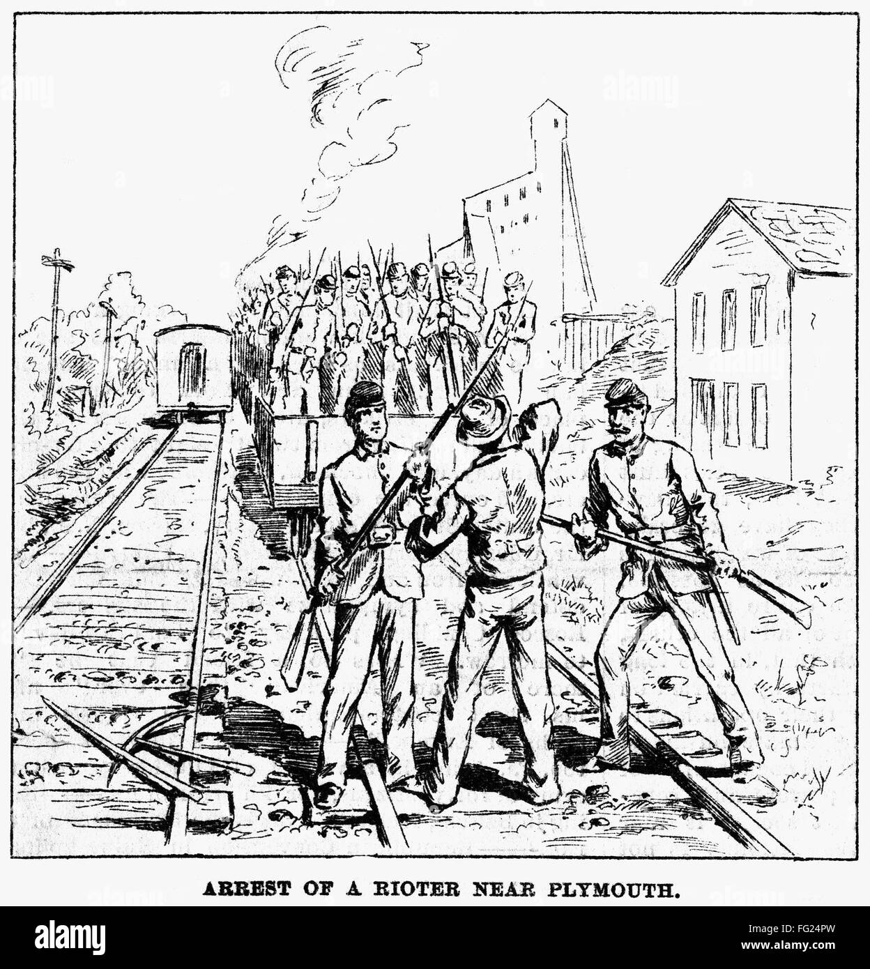 GREAT RAILROAD STRIKE, 1877. /nNational Guardsmen arresting a rioter