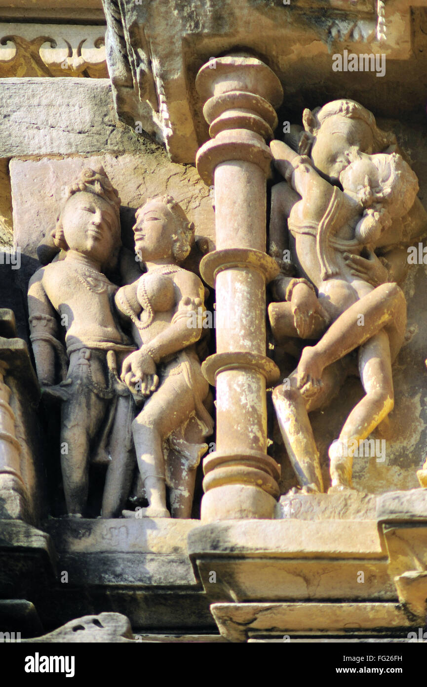 Mithuna couples on wall of vishvanath temple Khajuraho madhya pradesh india Stock Photo