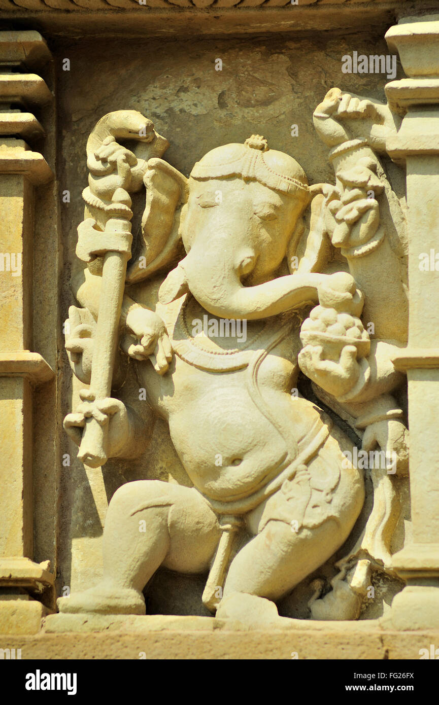 Sculpture of ganesha on wall of vishvanath temple Khajuraho madhya pradesh india Stock Photo