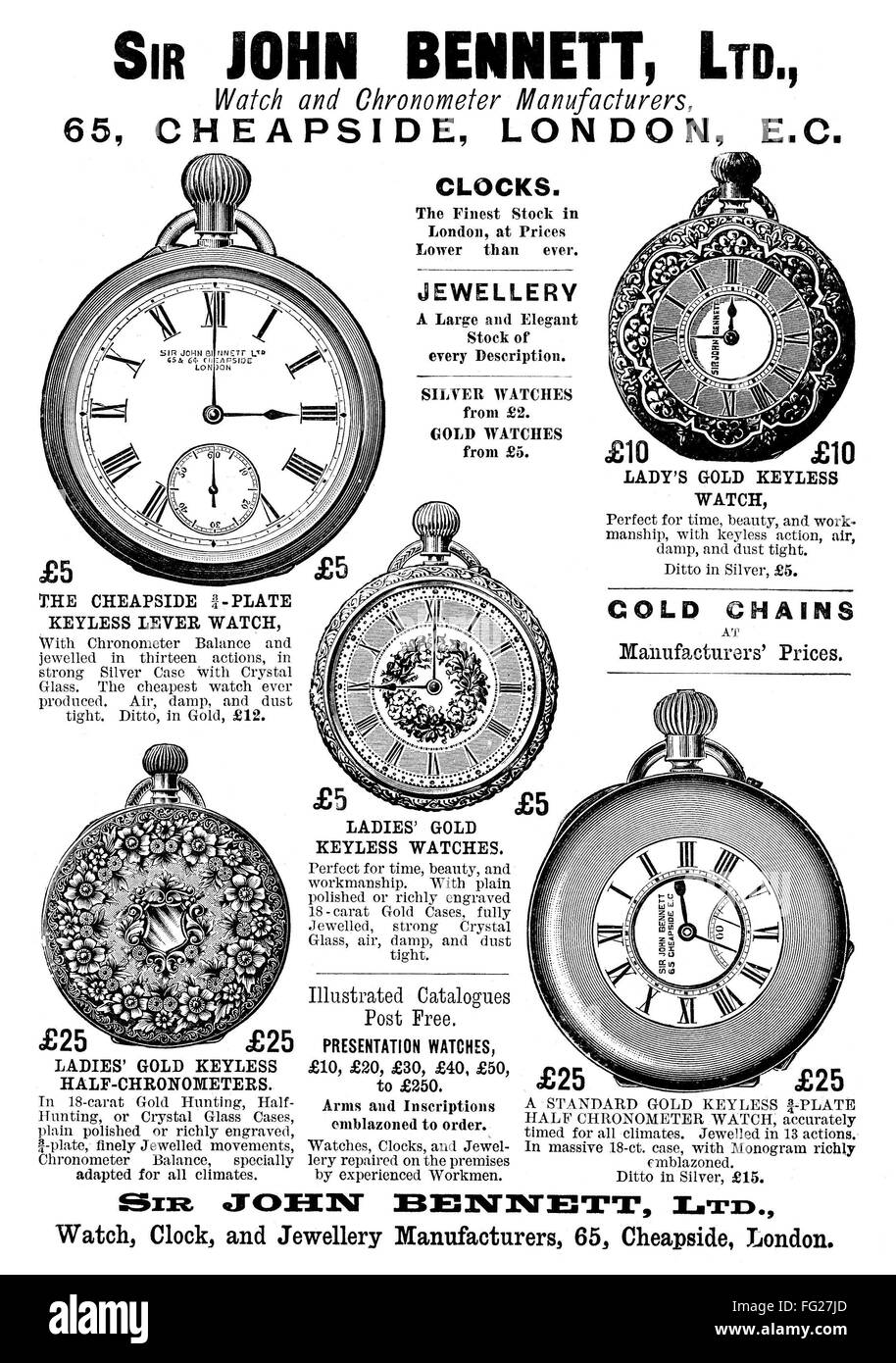 AD POCKET WATCHES, c1896. /nEnglish advertisement for Sir John