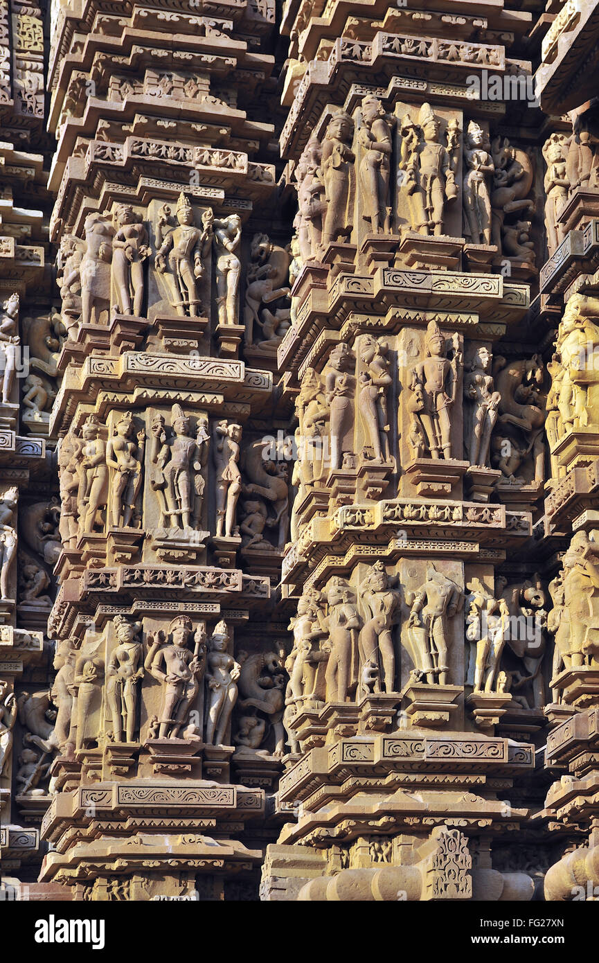 ornate wall of kandariya mahadeva temple Khajuraho madhya pradesh india Stock Photo