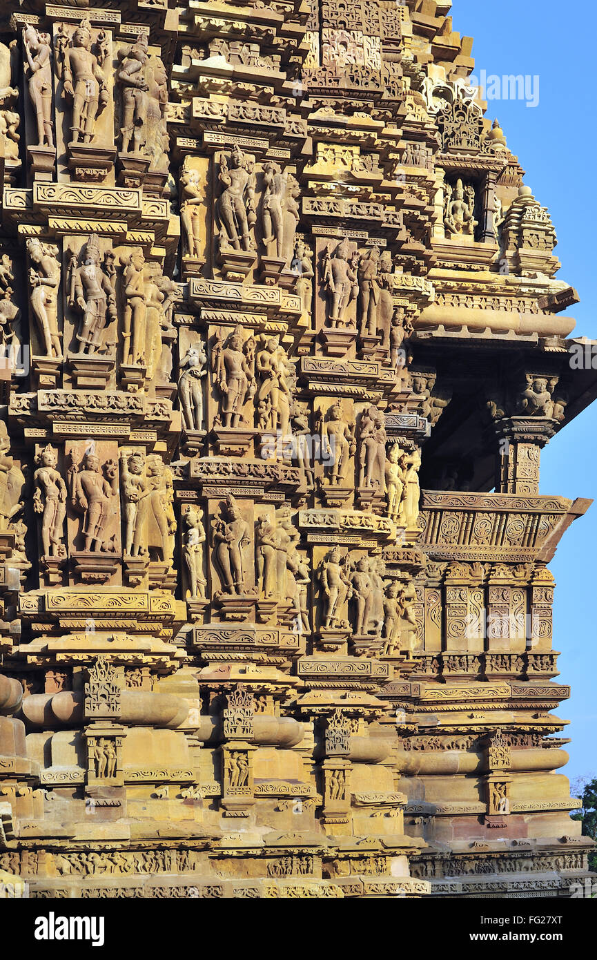 ornate wall of kandariya mahadeva temple Khajuraho madhya pradesh india Stock Photo