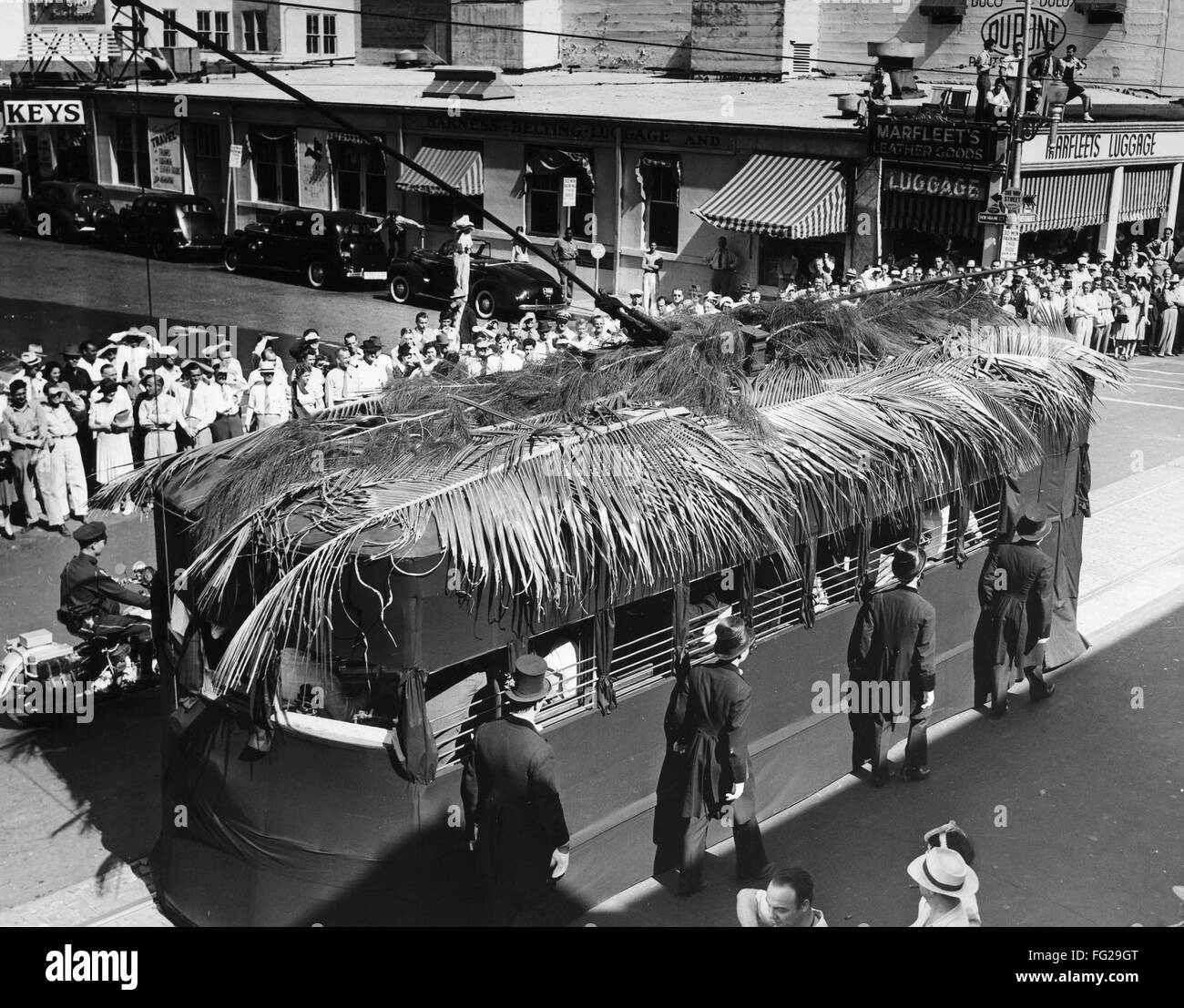MIAMI TROLLEY, 1940. /nA ceremony held for the retirement of the cable