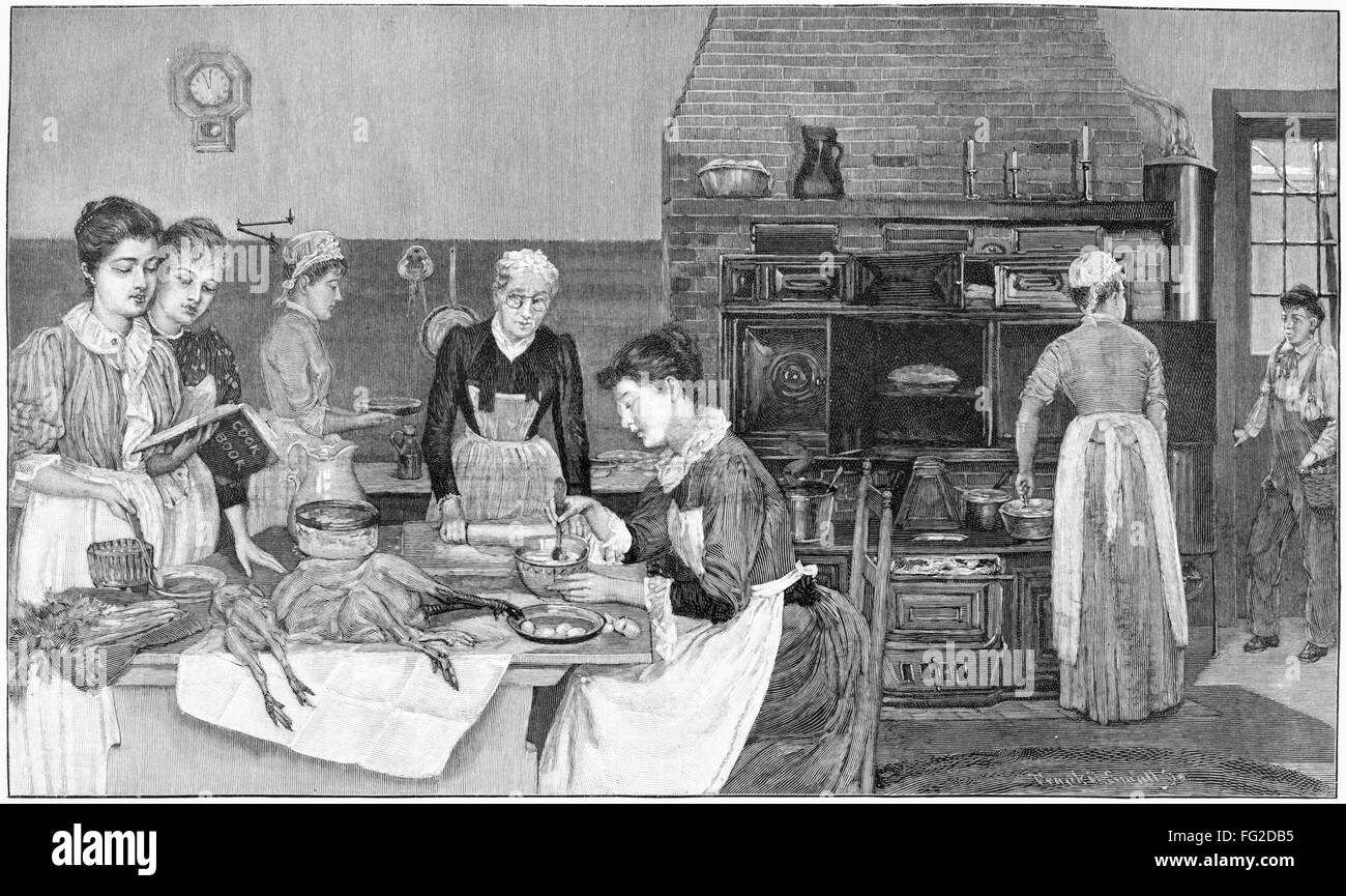 THANKSGIVING, 1890. /n'The Day Before Thanksgiving.' Women preparing