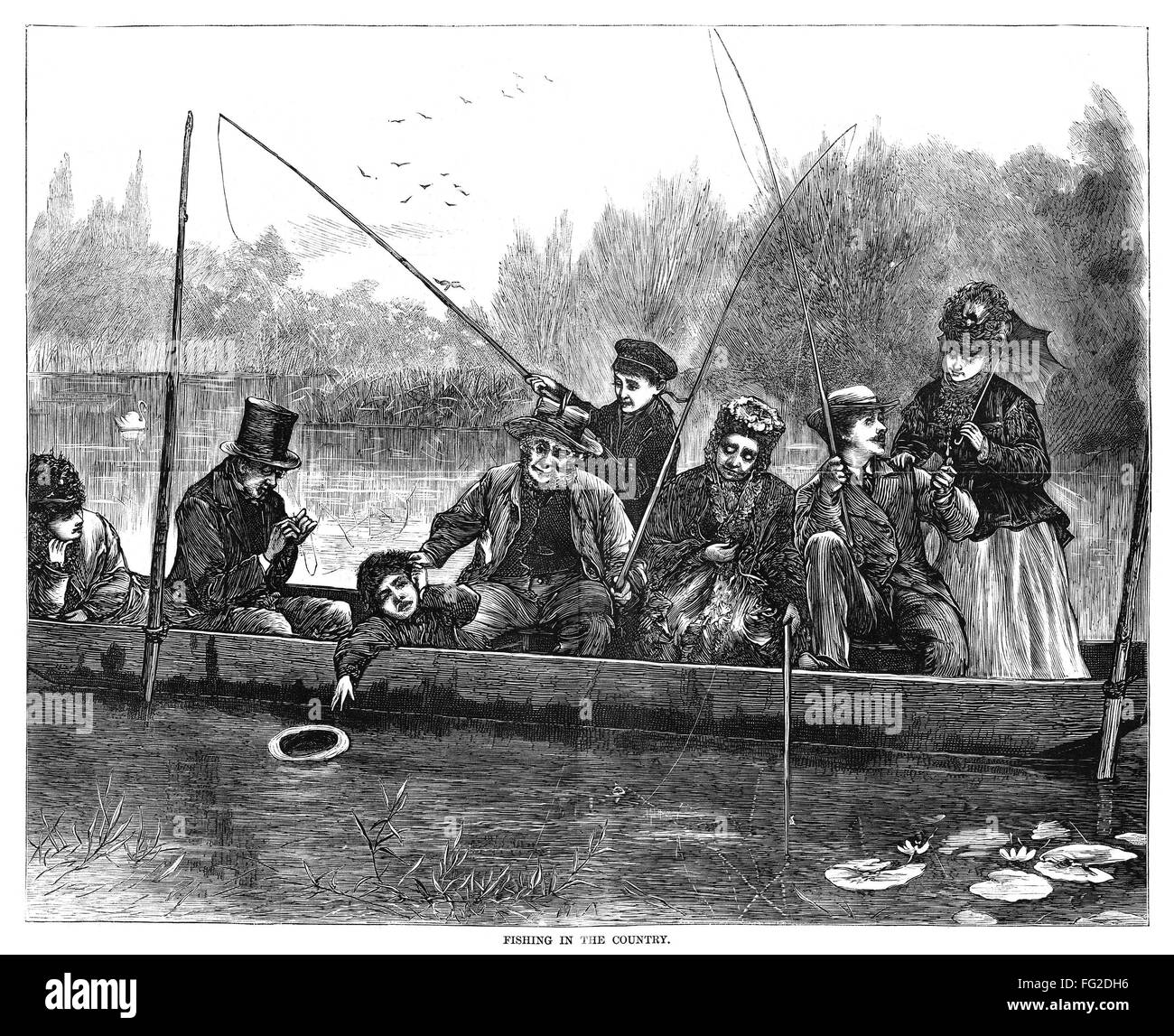 FISHING, 1871. /n'Fishing in the country.' Engraving, 1871. Stock Photo