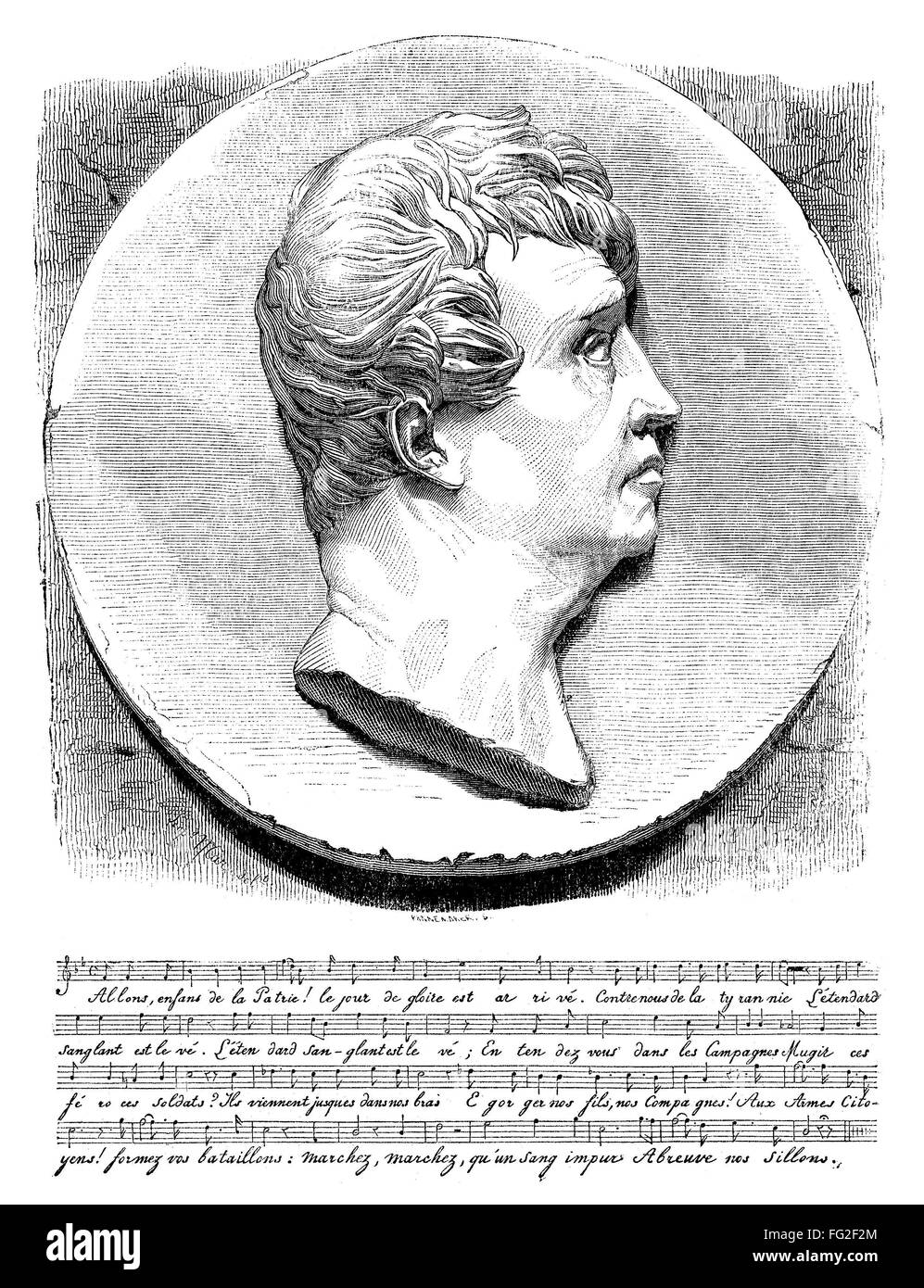 DE LISLE: LA MARSEILLAISE. /nProfile bust of Claude Joseph Rouget de