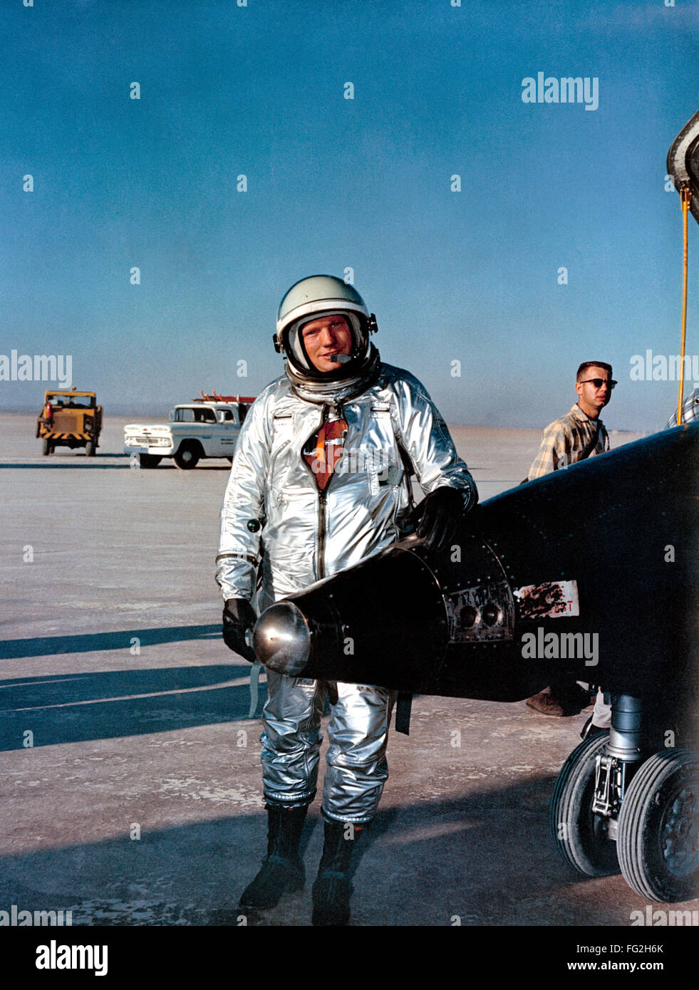 NEIL ARMSTRONG (19302012). /nAmerican astronaut. Photographed with a