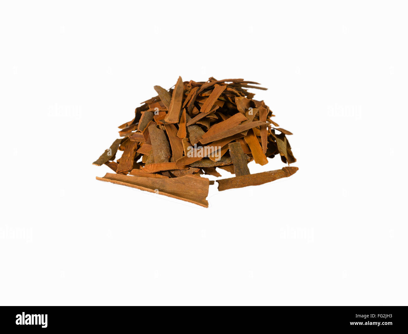 Spices ; cinnamon sticks or bark on white background Stock Photo