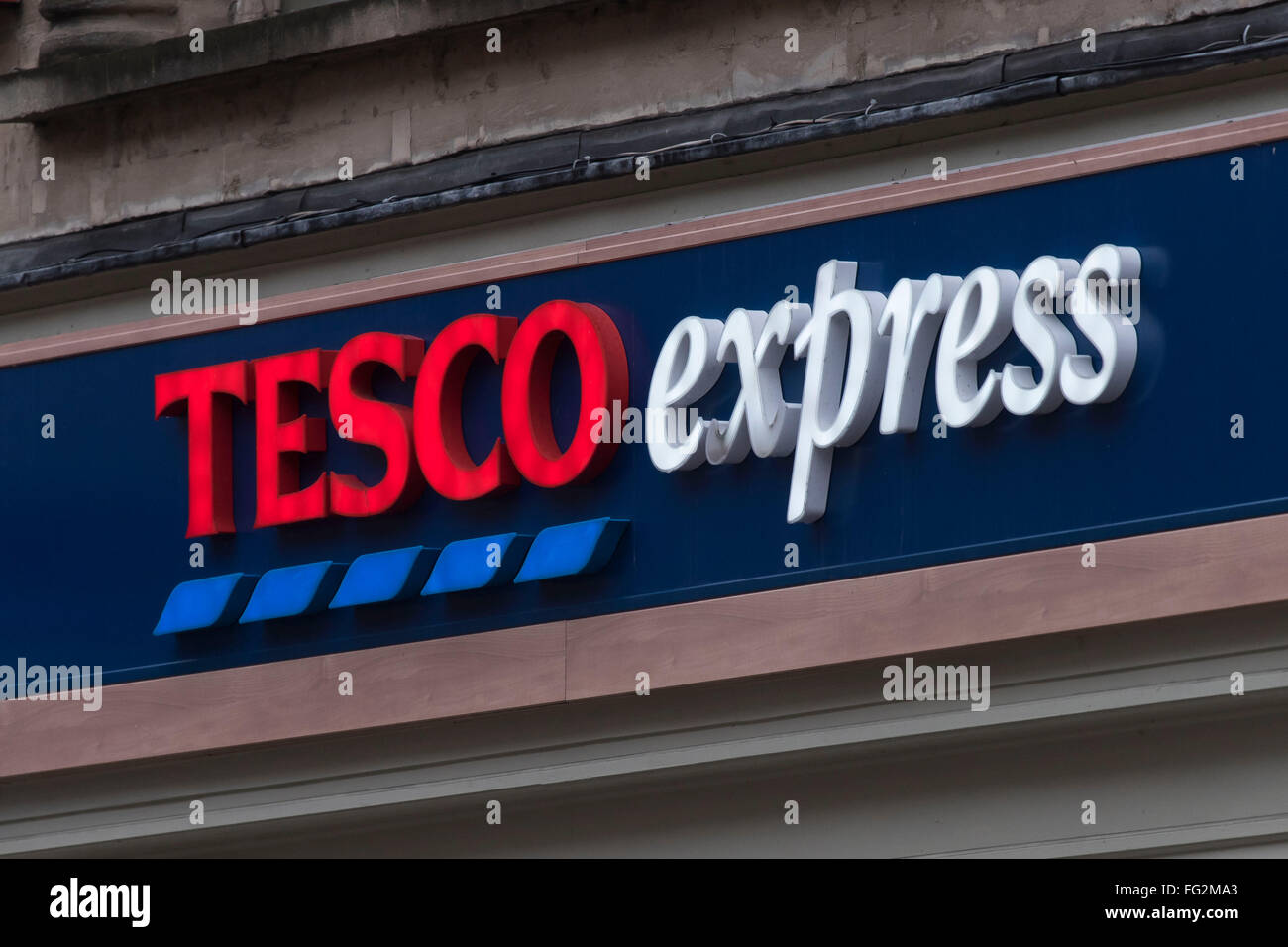 Tesco Express sign logo. Stock Photo