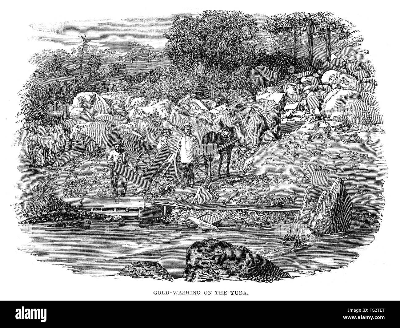 Miners Washing CALIFORNIA: GOLD MINERS. /nGold miners washing gold in the Yuba River ...