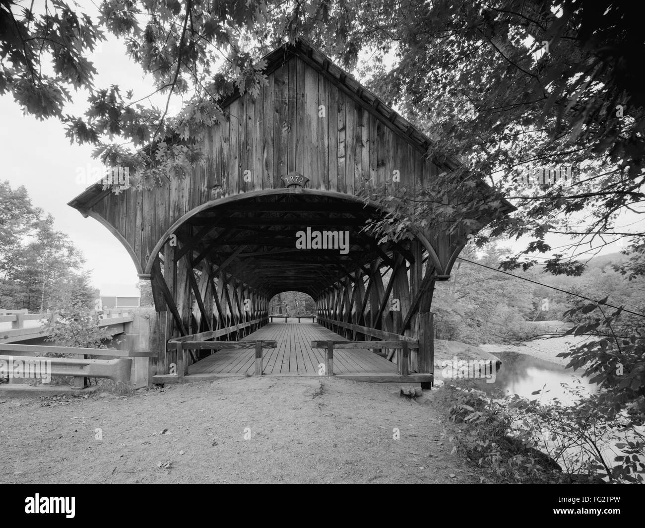 MAINE: COVERED BRIDGE, 2003. /nSunday River Bridge over the Sunday River in Oxford County, Maine. Photograph by Jet Lowe, 2003. Stock Photo
