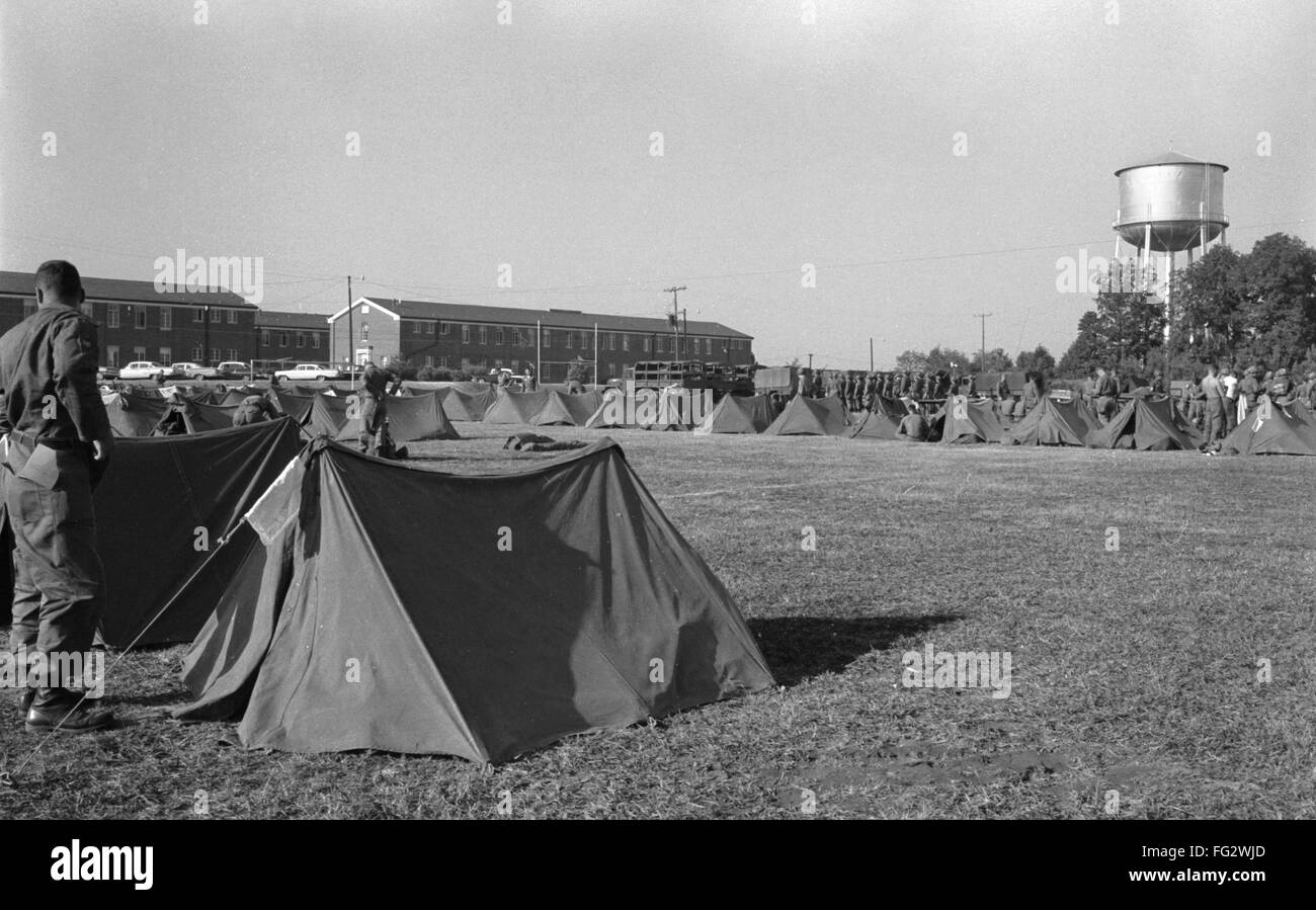 INTEGRATION OLE MISS, 1962. /nSoldiers and tents across from Baxter Hall where James Meredith