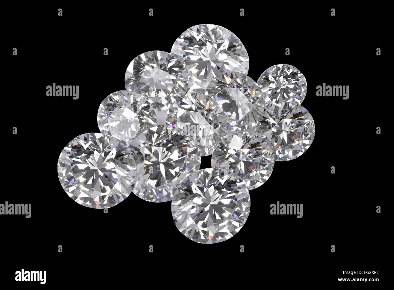 Diamonds on black background Stock Photo