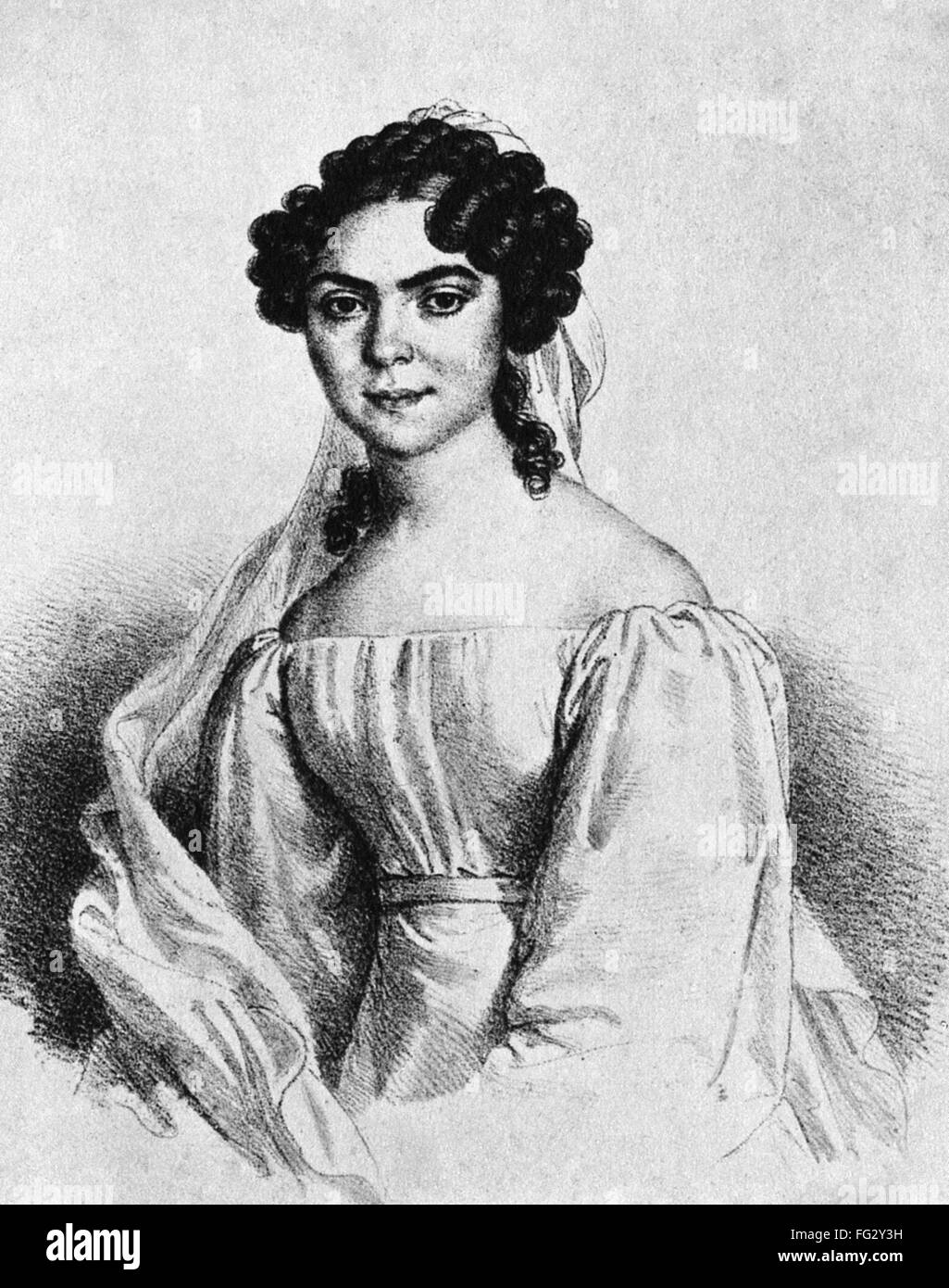 NANETTE SCHECHNER-WAAGEN /n(1806-1860). German opera singer. Lithograph by Joseph Lanzedelly, mid 19th century. Stock Photo