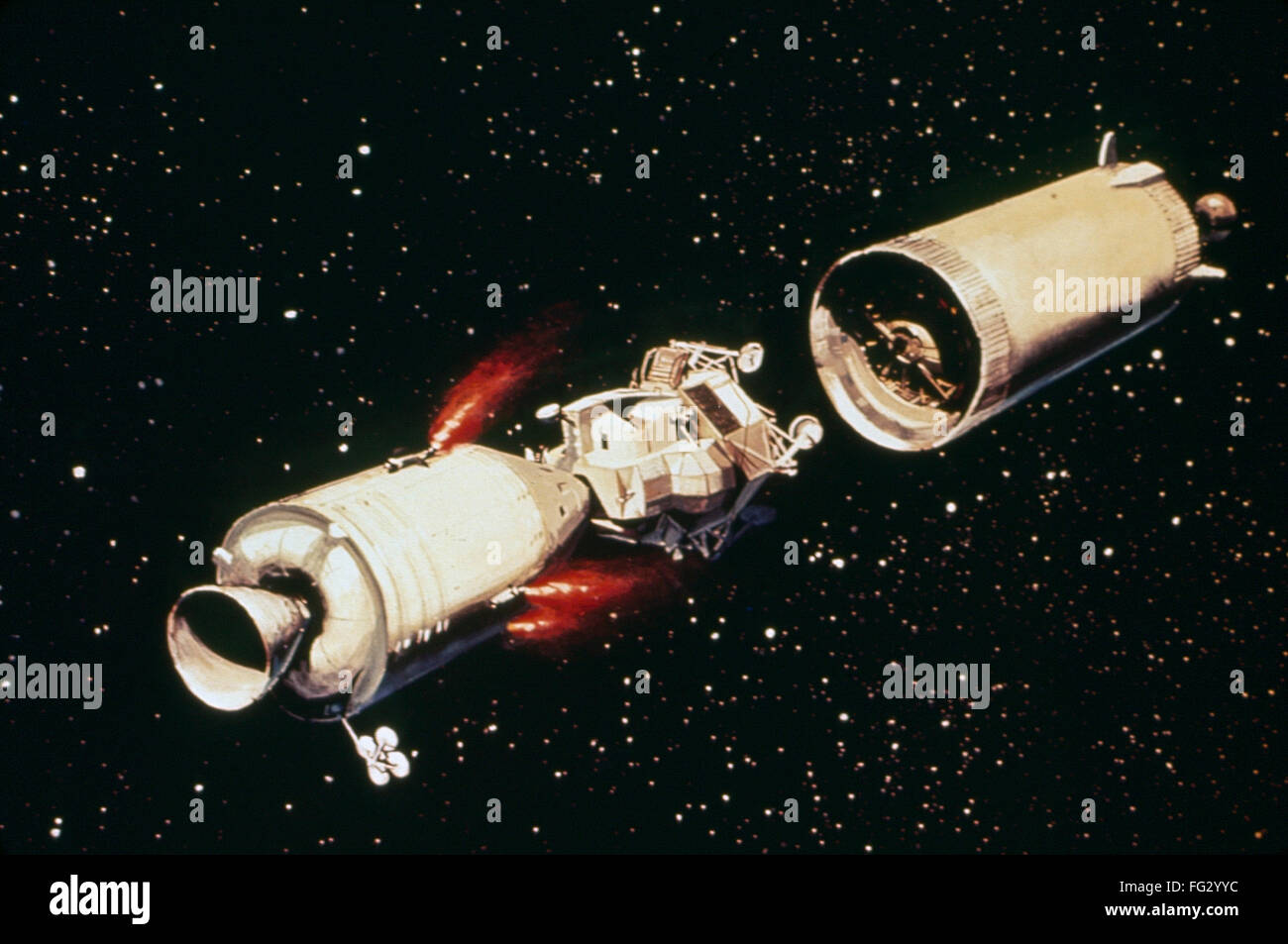 APOLLO 11, 1969. /nConceptual artwork of the Saturn V rocket separating ...
