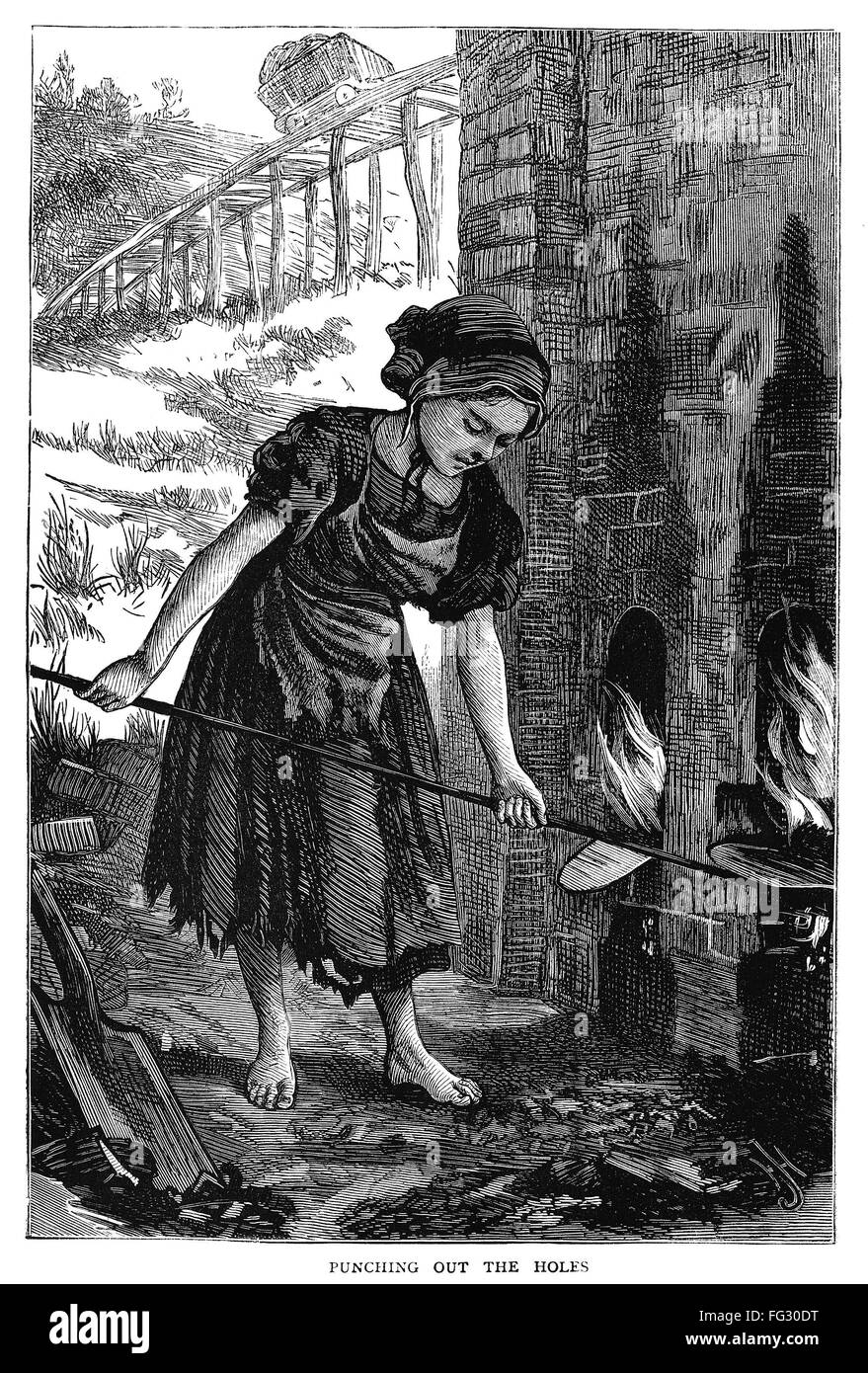 ENGLAND CHILD LABOR, 1871. /n'Punching Out the Holes.' A young girl