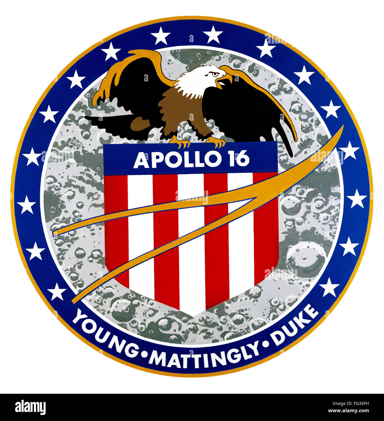 APOLLO 16: LOGO, 1972. /nThe official Apollo 16 mission insignia. Illustration, 1972. Stock Photo