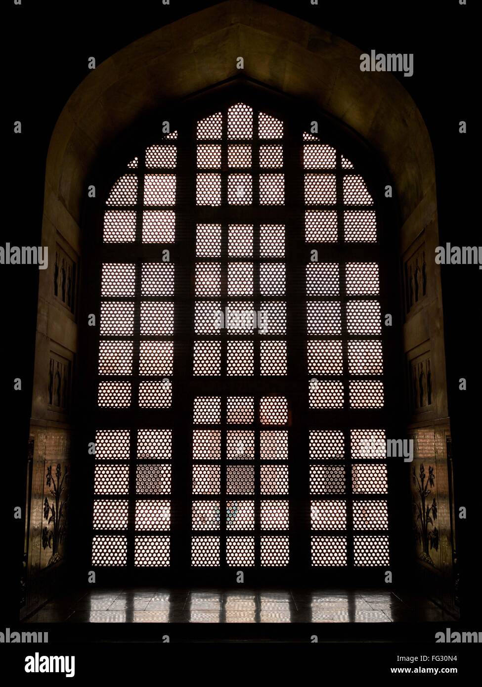 Lattice window of taj Mahal ; Agra ; Uttar Pradesh ; India Stock Photo