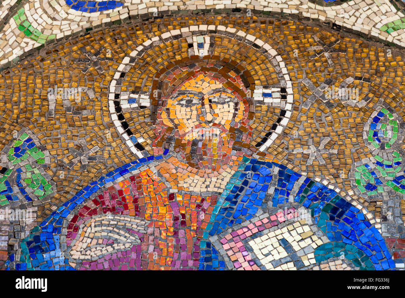 Mosaic of Christ on exterior of Saint Peter and Saint Paul the Apostles Cathedral, Constanta, Romania Stock Photo