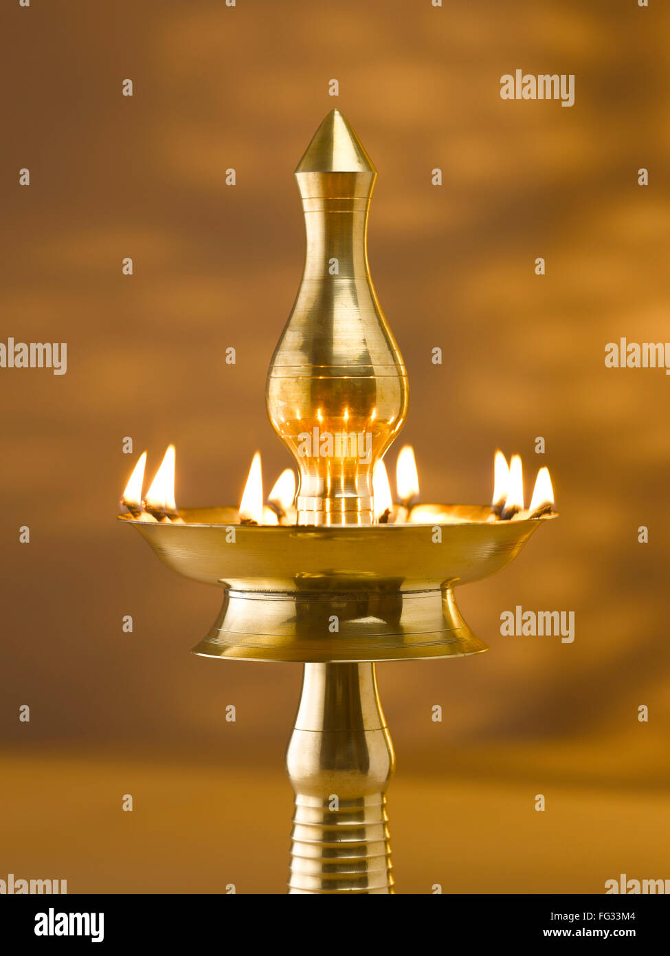 Brass lamp on diwali festival ; India Stock Photo