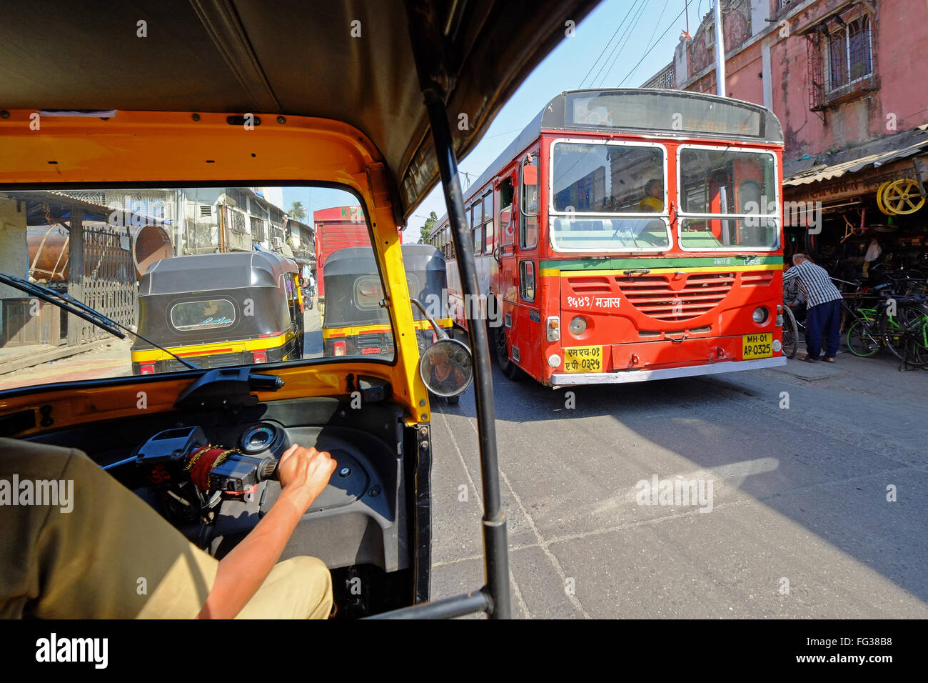 The view from a Mumbai auto-rickshaw Stock Photo