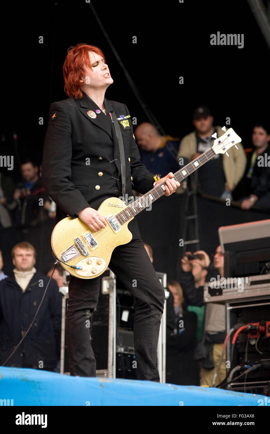 Manic Street Preachers performing on the Pyramid stage at the Glastonbury festival 2007, Somerset, England, United Kingdom. Stock Photo
