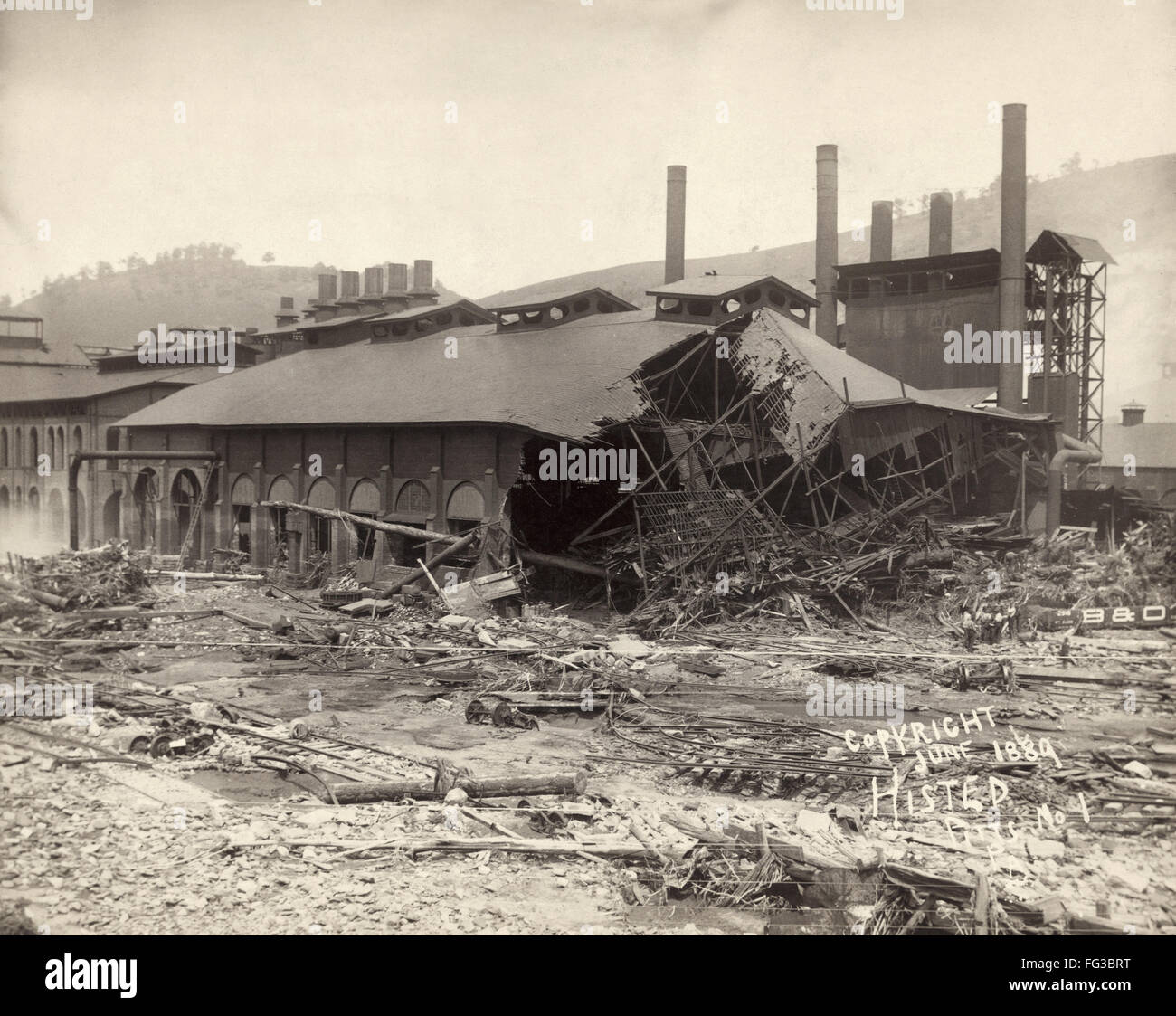 JOHNSTOWN FLOOD, 1889. /nRuins of Cambria Iron Mills in Johnstown